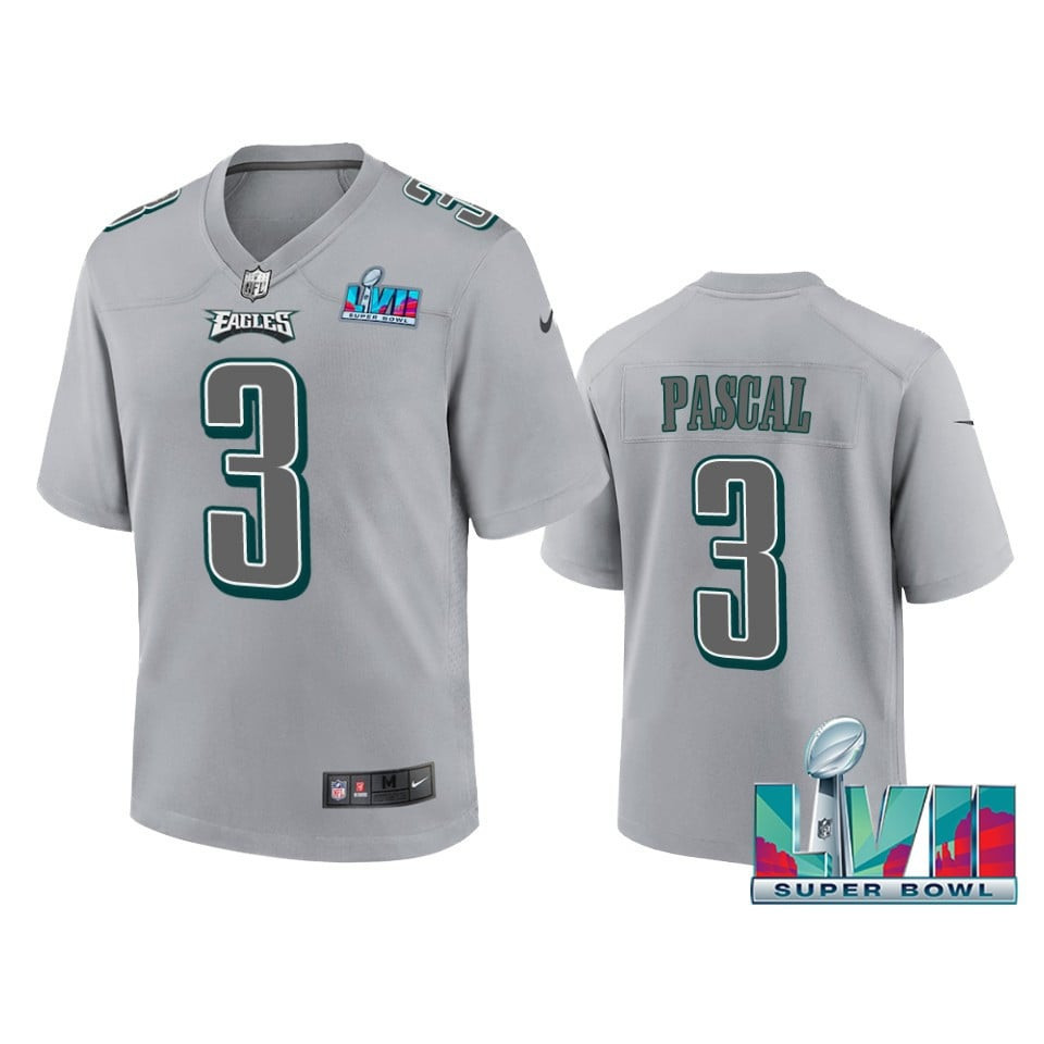 Zach Pascal 3 Philadelphia Eagles Super Bowl LVII Youth Atmosphere Game Stitched Jersey – Gray