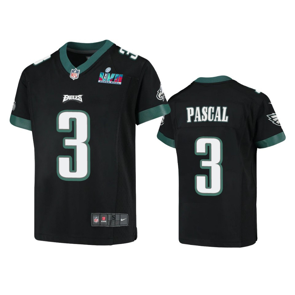 Zach Pascal 3 Philadelphia Eagles Youth Super Bowl LVII Game Stitched Jersey – Black