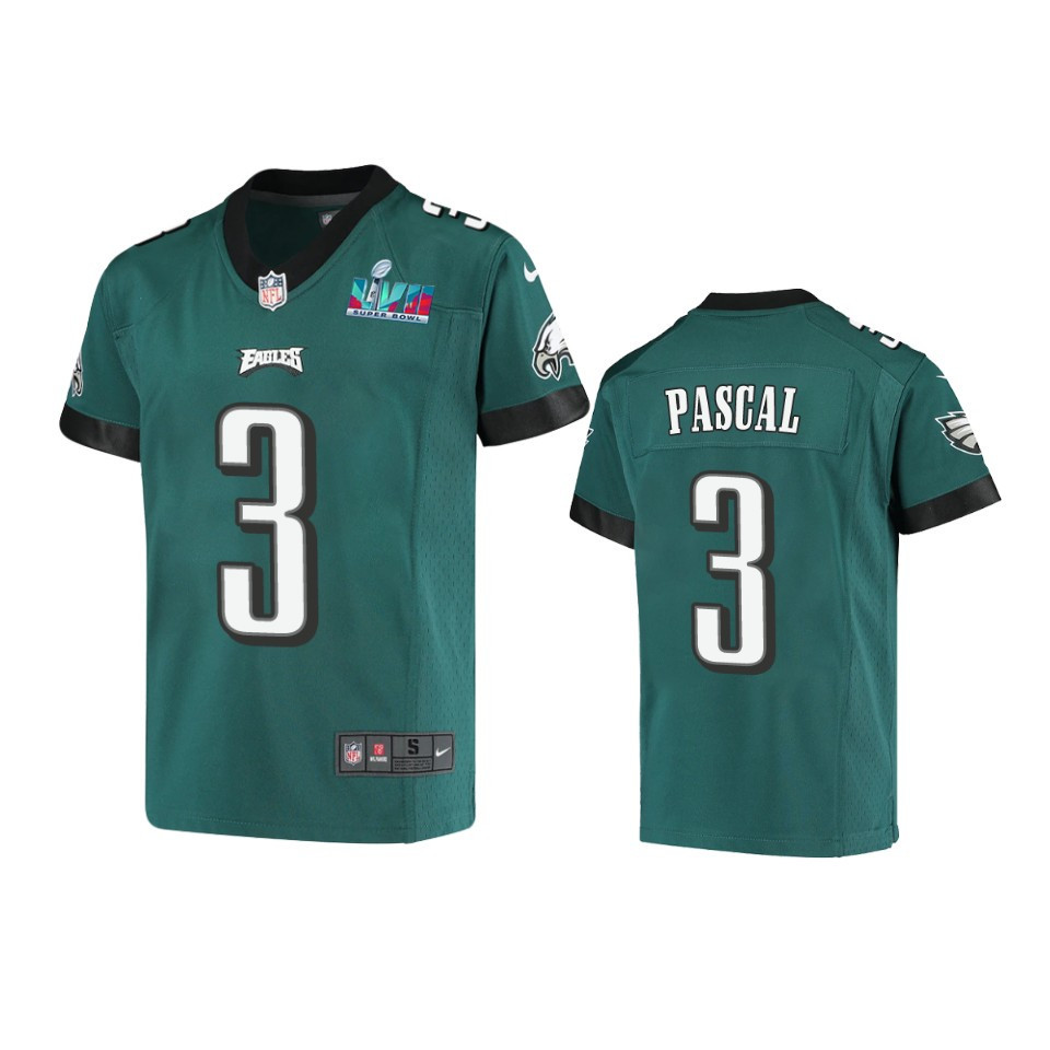 Zach Pascal 3 Philadelphia Eagles Youth Super Bowl LVII Game Stitched Jersey – Green