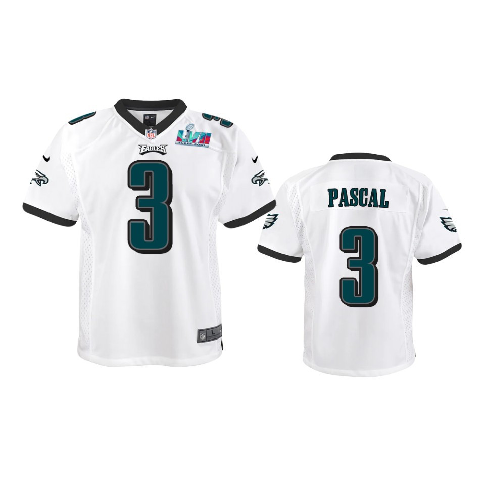 Zach Pascal 3 Philadelphia Eagles Youth Super Bowl LVII Game Stitched Jersey – White