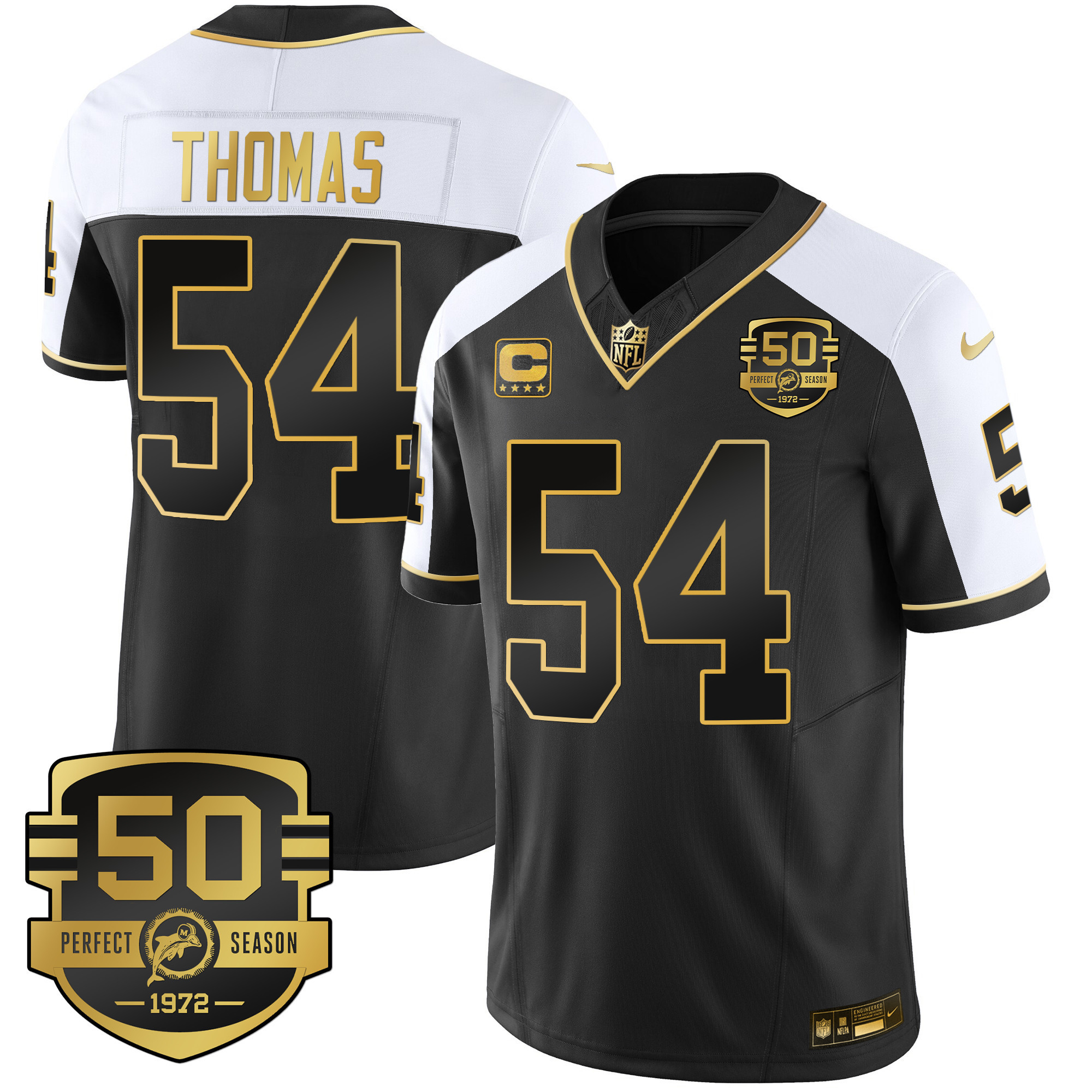 Zach Thomas Men's Miami Dolphins Throwback Gold Vapor Alternate Jersey - All Stitched 
