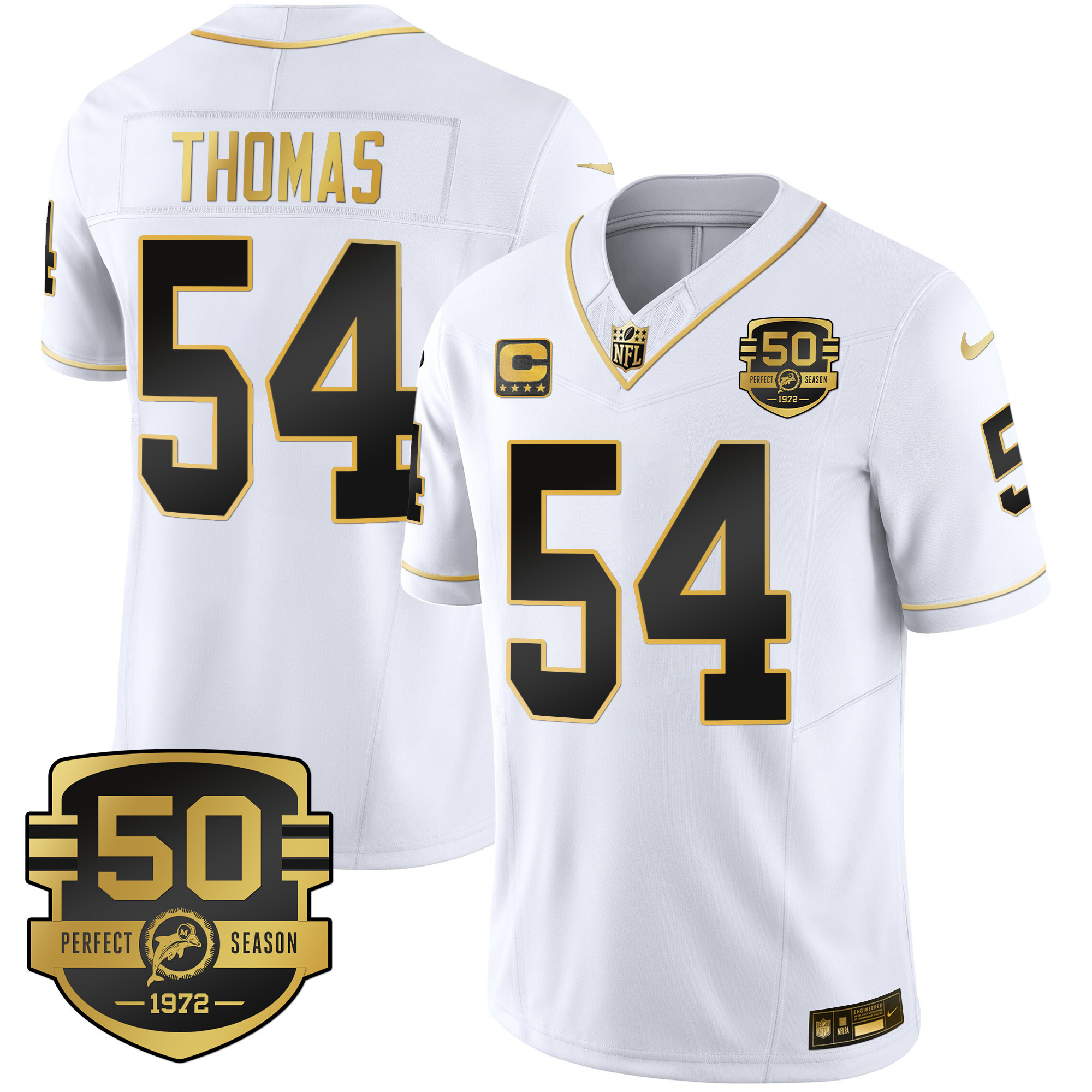 Zach Thomas Men's Miami Dolphins Throwback Gold Vapor White Gold Jersey - All Stitched 