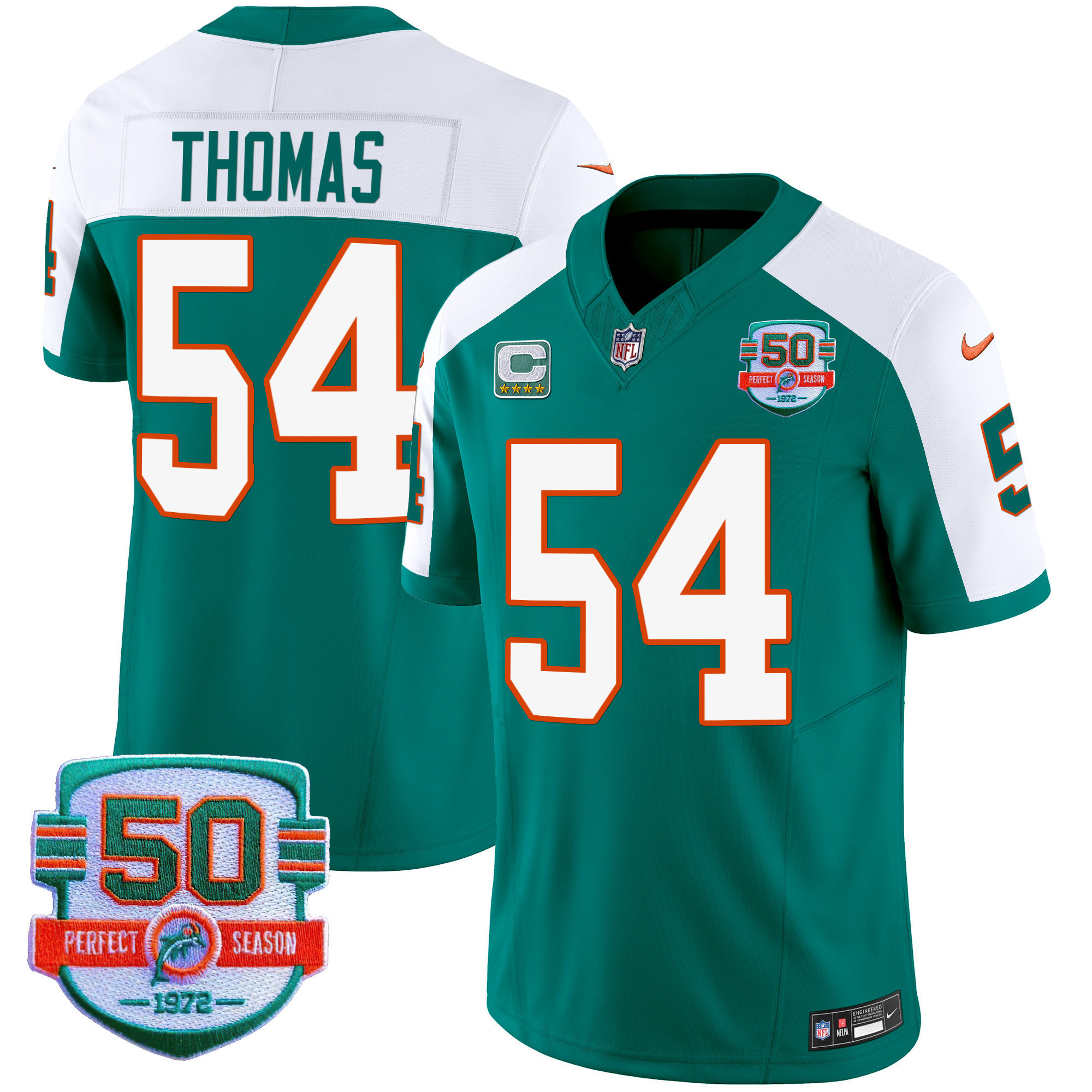 Zach Thomas Men's Miami Dolphins Throwback Vapor Alternate Jersey - All Stitched 