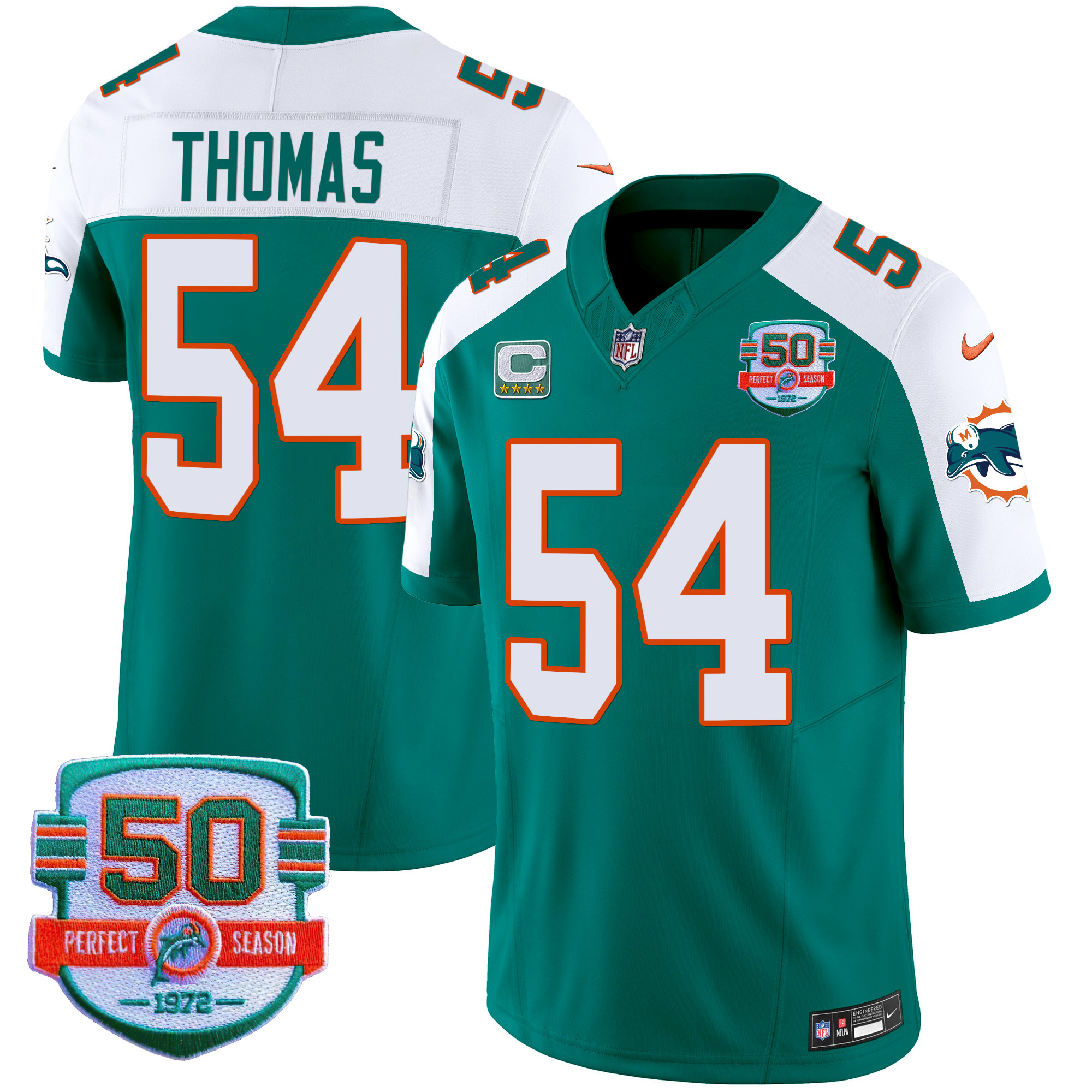 Zach Thomas Men's Miami Dolphins Throwback Vapor Aqua Alternate Jersey - All Stitched 