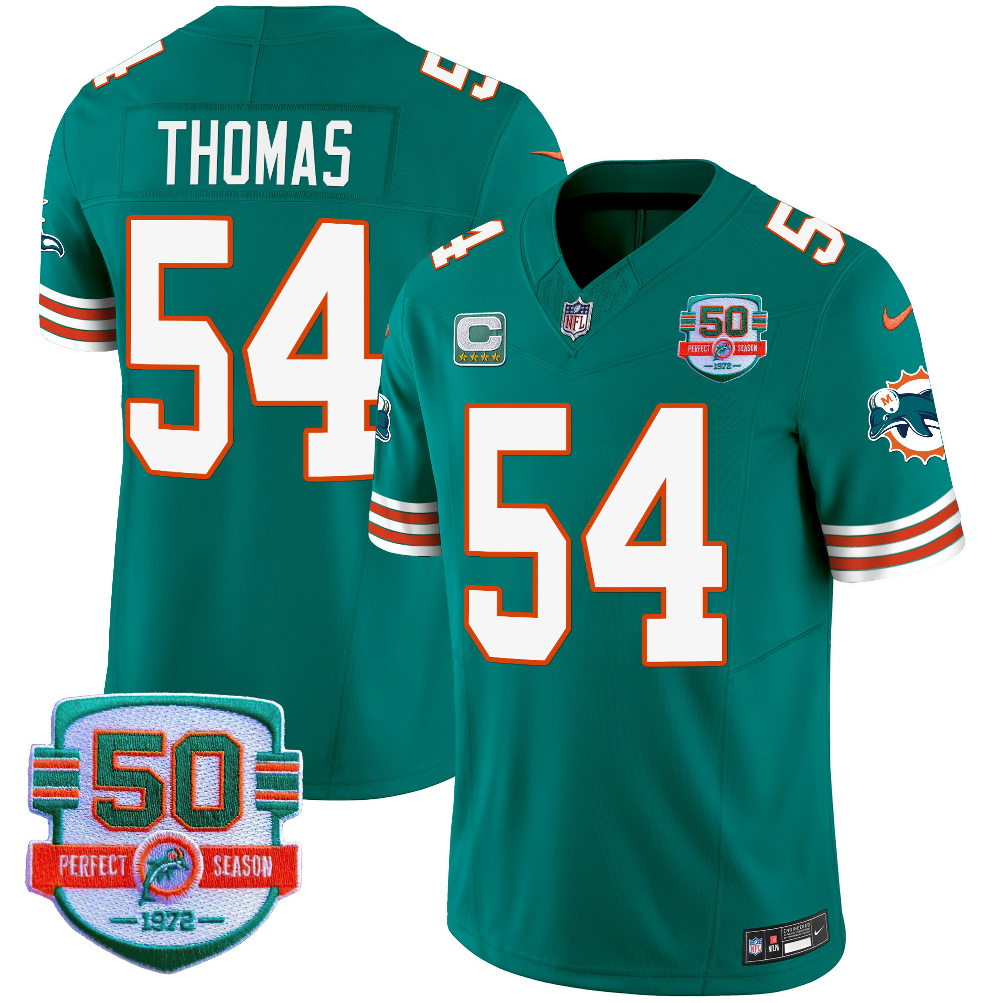 Zach Thomas Men's Miami Dolphins Throwback Vapor Aqua Jersey - All Stitched 