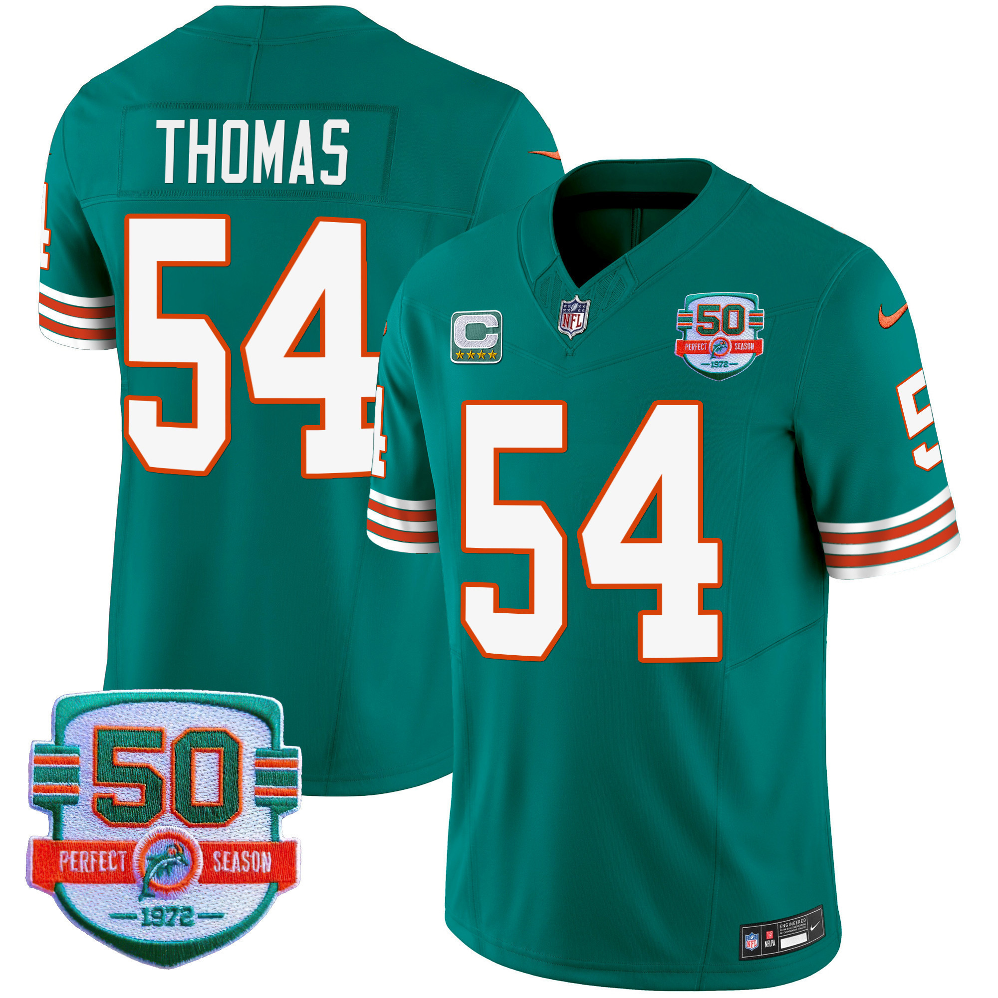 Zach Thomas Men's Miami Dolphins Throwback Vapor Aqua Jersey - All Stitched 