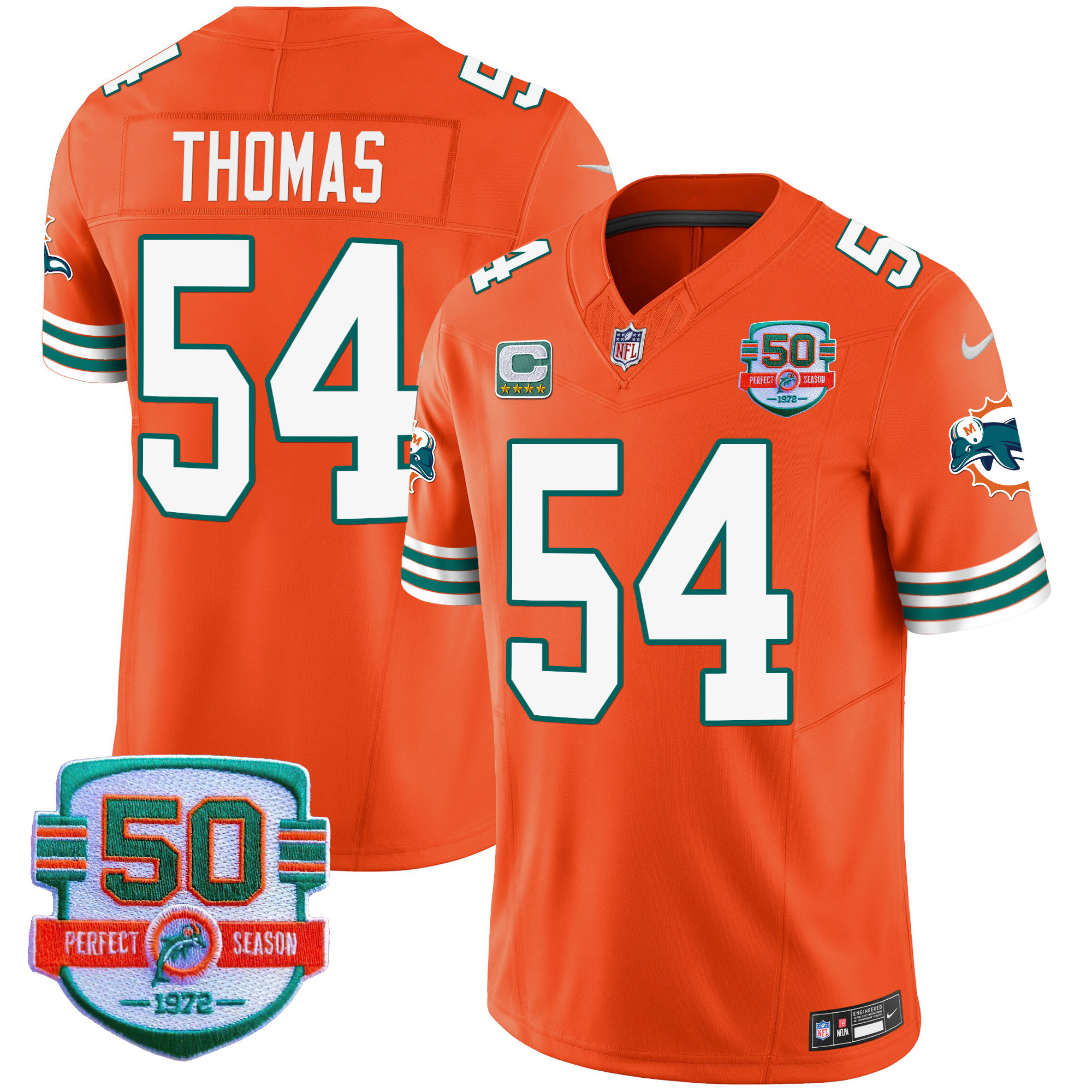 Zach Thomas Men's Miami Dolphins Throwback Vapor Orange Jersey - All Stitched 