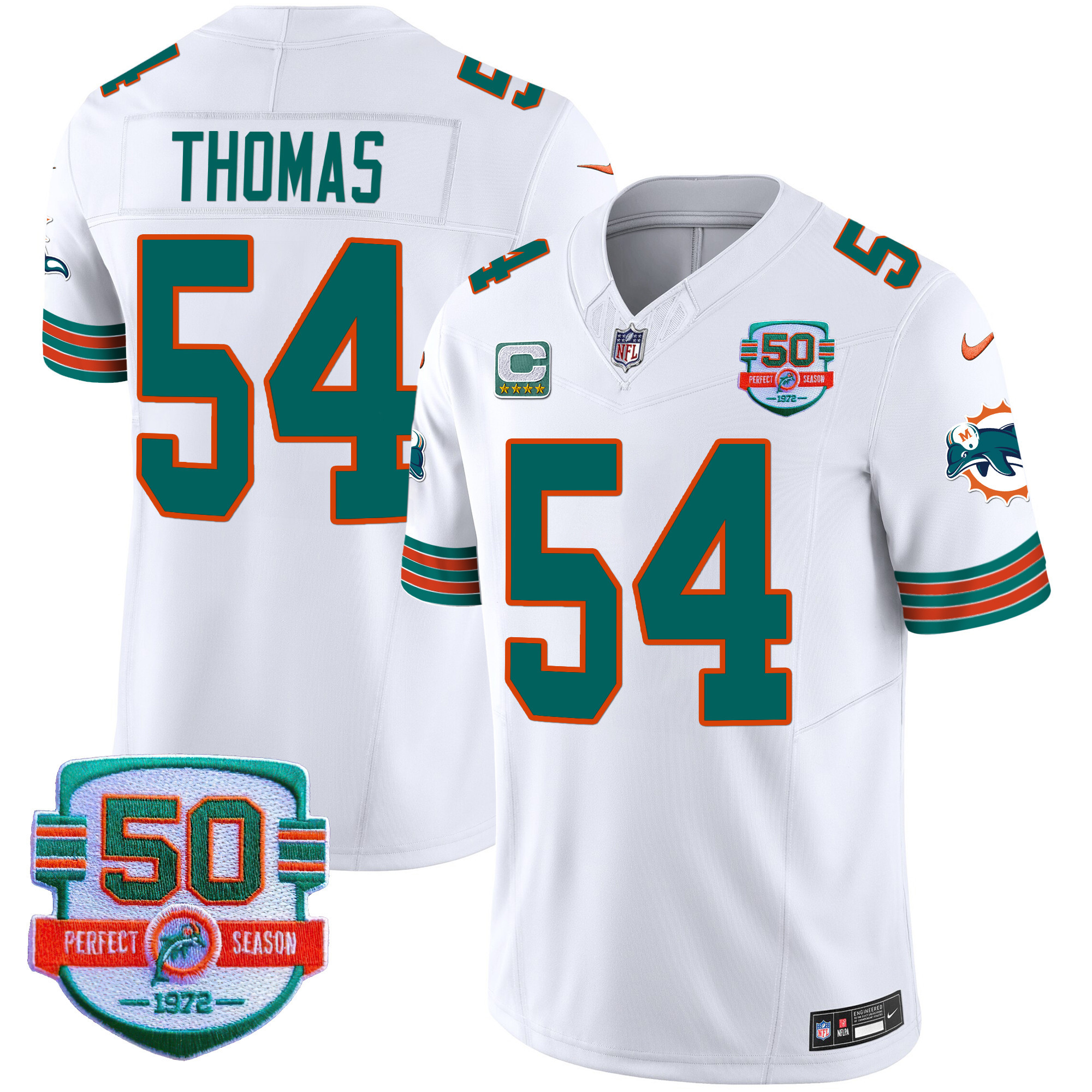 Zach Thomas Men's Miami Dolphins Throwback Vapor White Jersey - All Stitched 