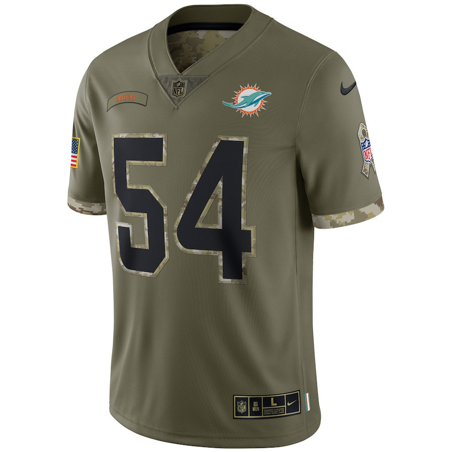 Zach Thomas Miami Dolphins 2022 Salute To Service Retired Player Limited Stitched Jersey – Olive