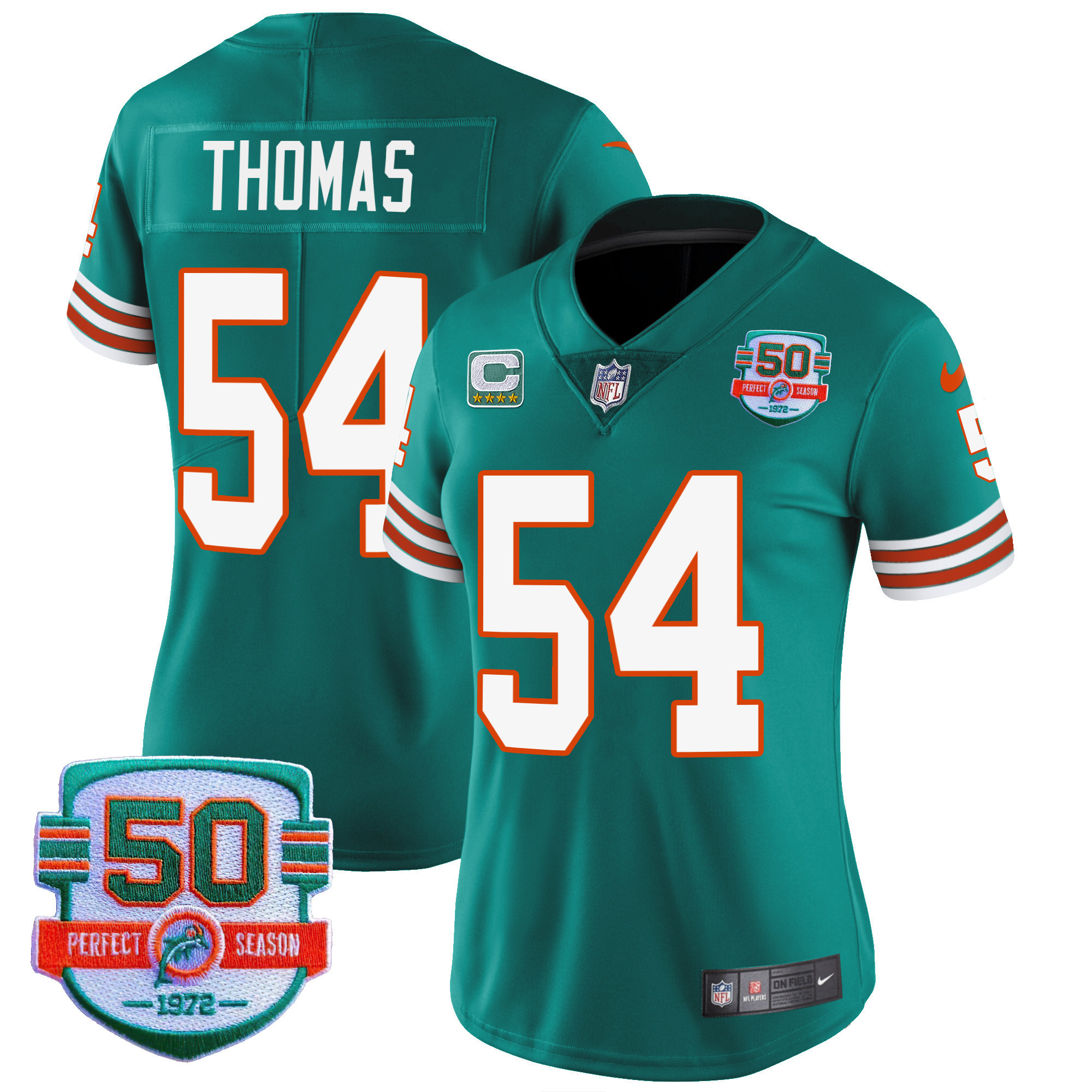 Zach Thomas Women's Miami Dolphins Throwback Vapor Aqua Jersey - All Stitched 