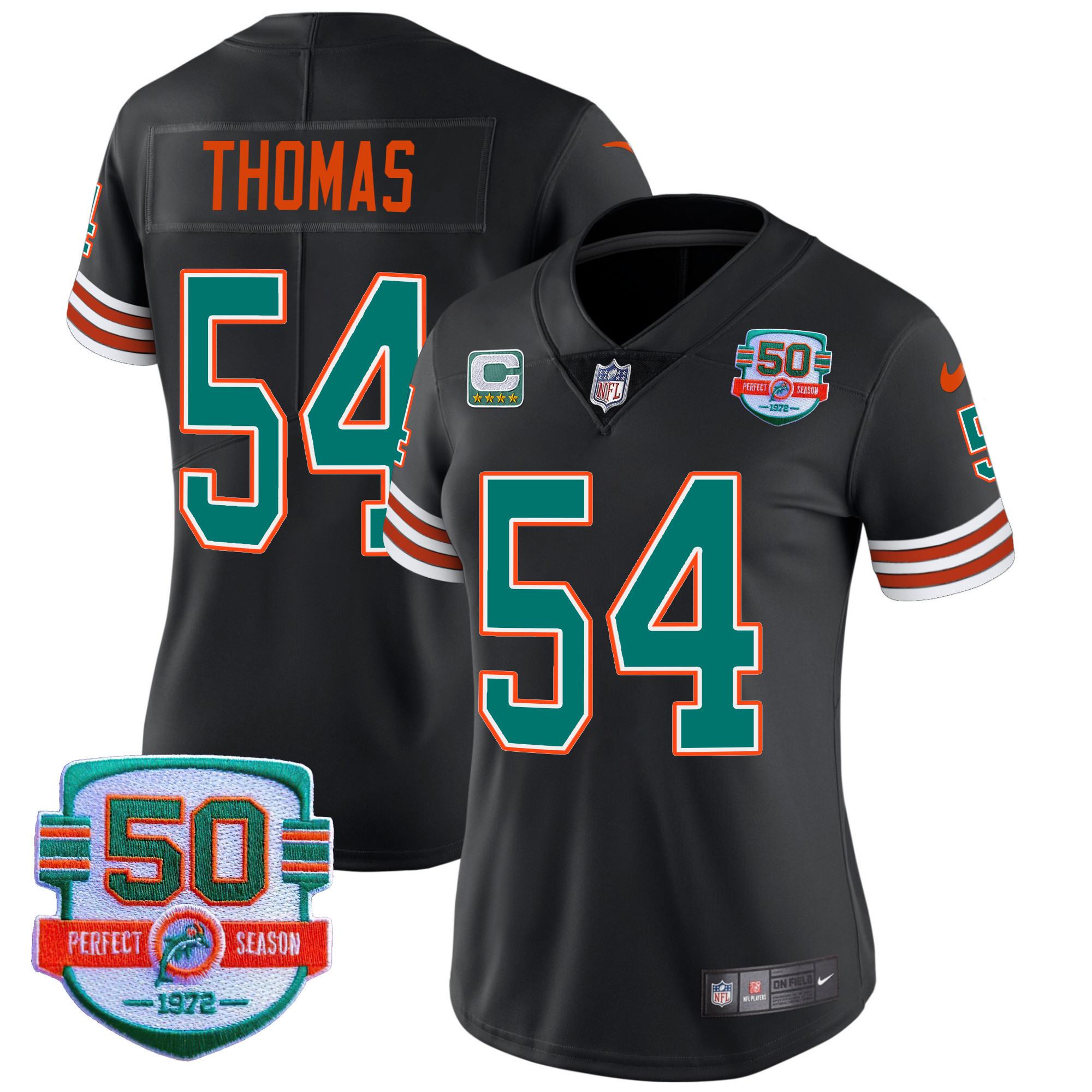 Zach Thomas Women's Miami Dolphins Throwback Vapor Black Jersey - All Stitched 