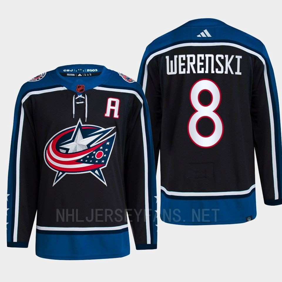 Zach Werenski 8 Reverse Retro 2.0 2022 Columbus Blue Jackets Navy Stitched Jersey Primegreen