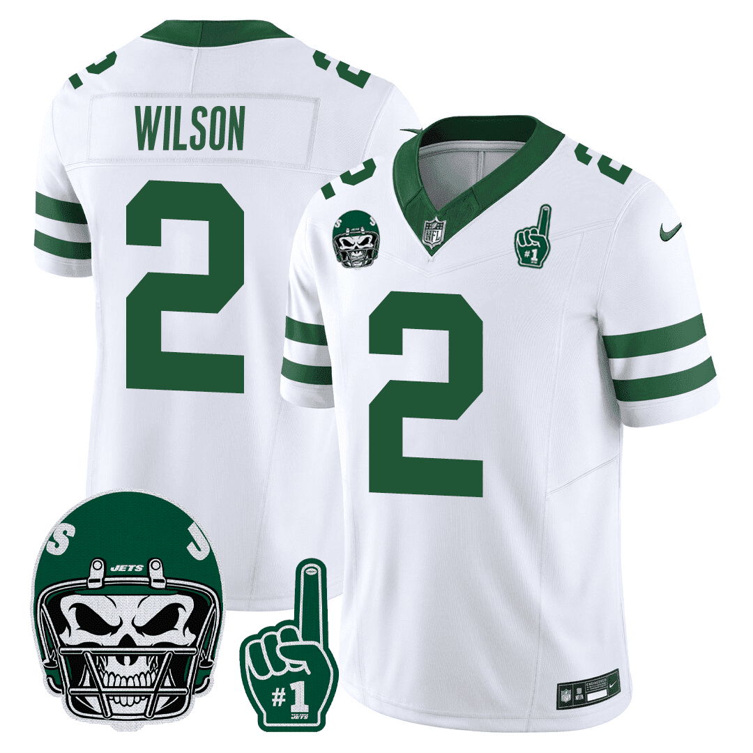 Zach Wilson Men's New York Jets 1980s Throwback Limited - Number 1 Patch White Jersey - All Stitched