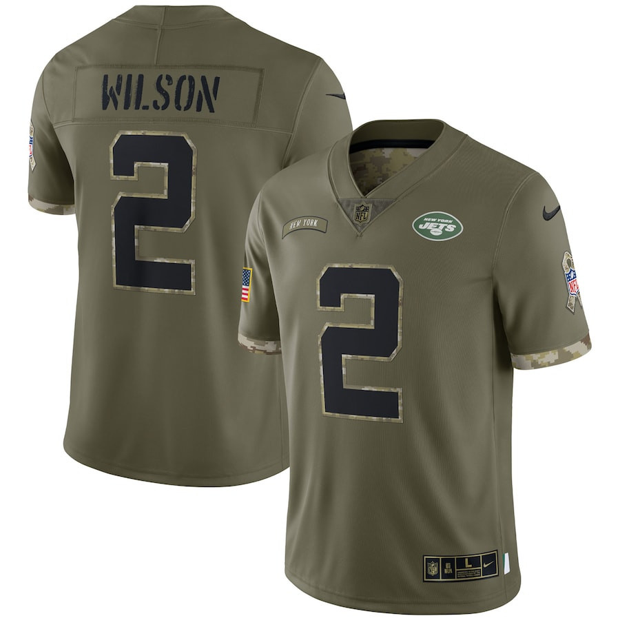 Zach Wilson New York Jets 2022 Salute To Service Limited Stitched Jersey – Olive