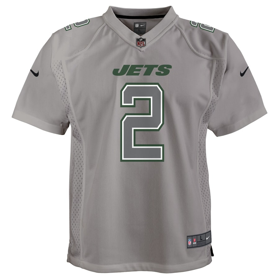 Zach Wilson New York Jets Youth Atmosphere Game Stitched Jersey – Gray