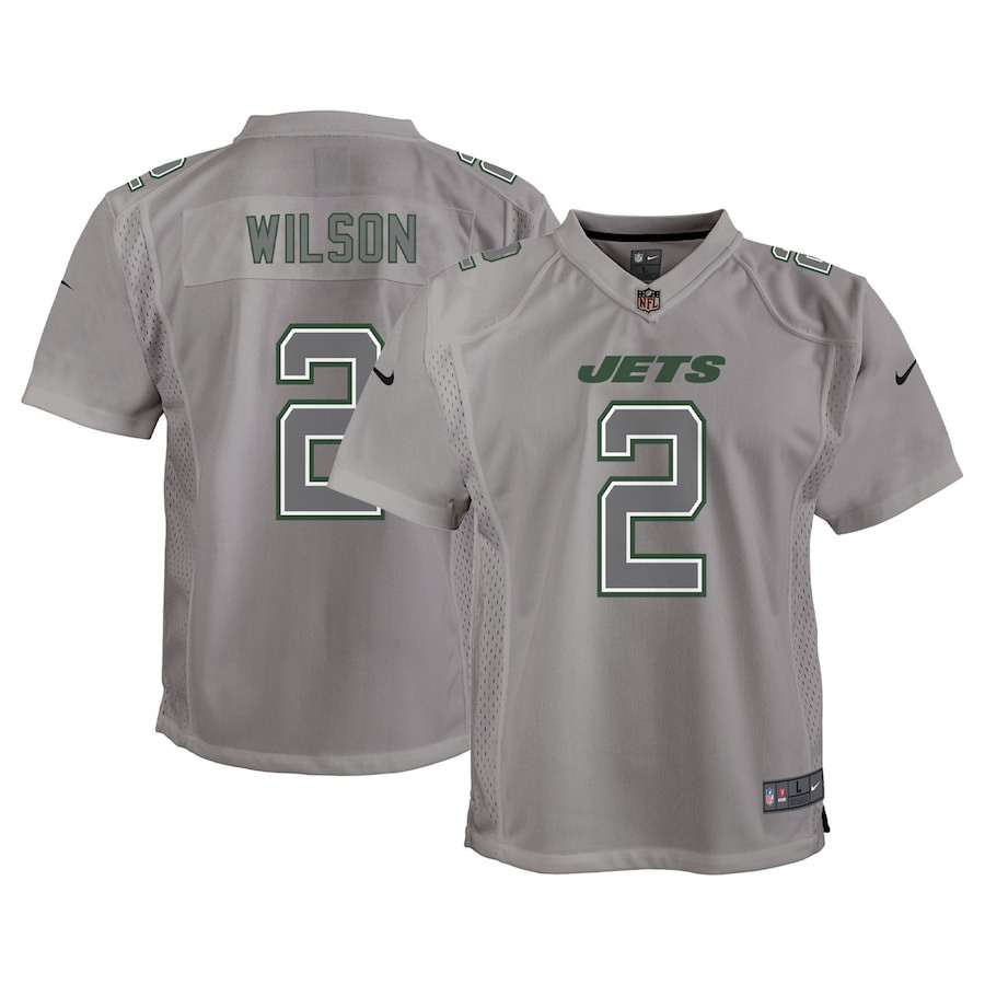 Zach Wilson New York Jets Youth Atmosphere Game Stitched Jersey – Gray