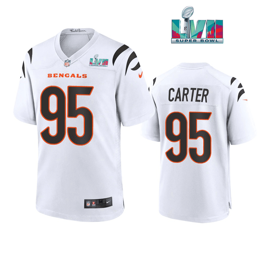 Zachary Carter 95 Cincinnati Bengals Super Bowl LVII Men Game Stitched Jersey- White