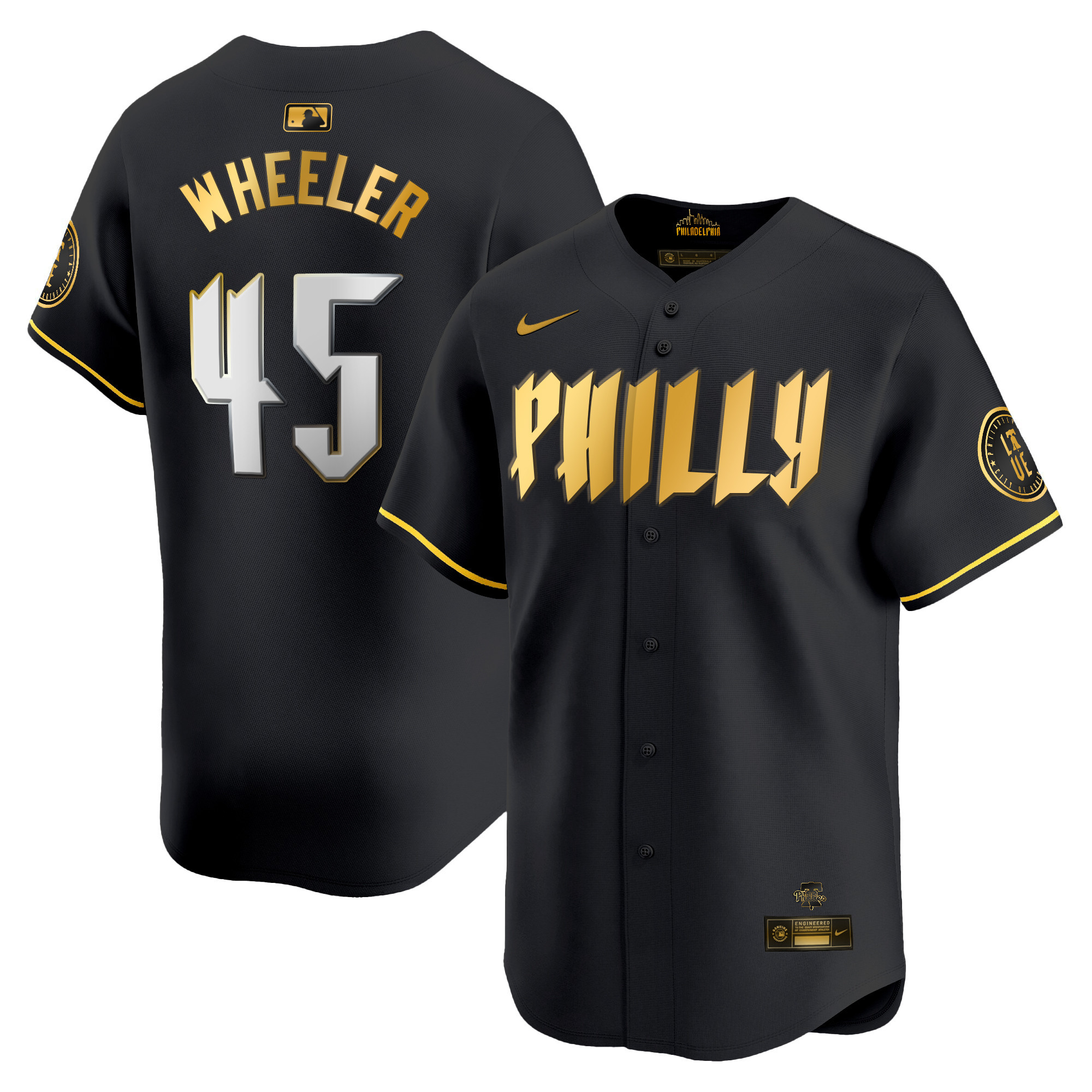 Zack Wheeler Men's Philadelphia Phillies 2024 City Connect Vapor Premier Limited Black Gold Jersey - All Stitched
