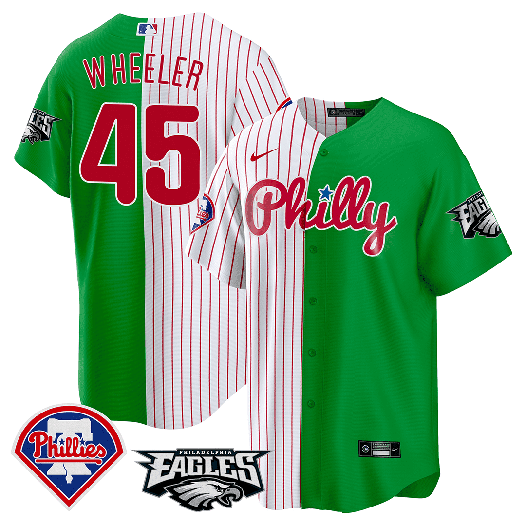 Zack Wheeler Men's Split Phillies - Philadelphia Eagles Cool Base Stripes - Green Jersey - All Stitched