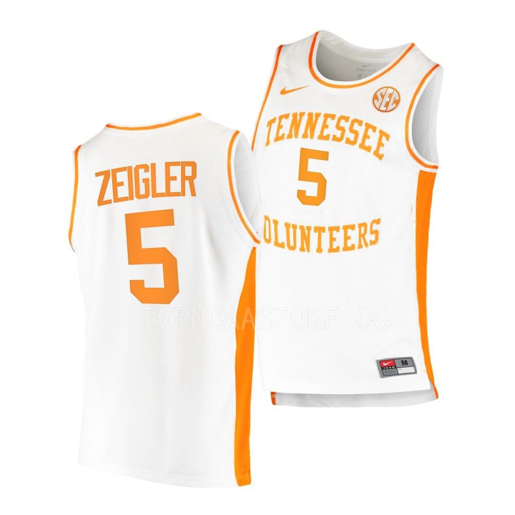Zakai Zeigler Tennessee Volunteers #5 College White Jersey