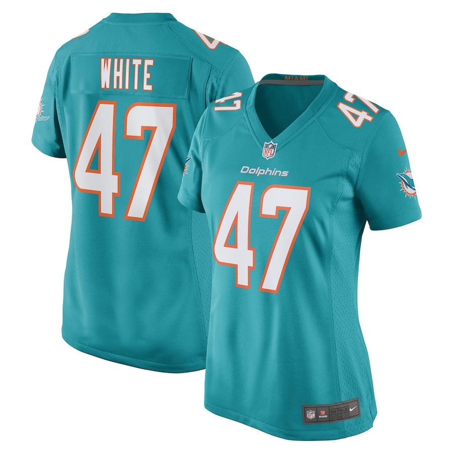 ZaQuandre White Miami Dolphins Women’s Stitched Jersey – Aqua