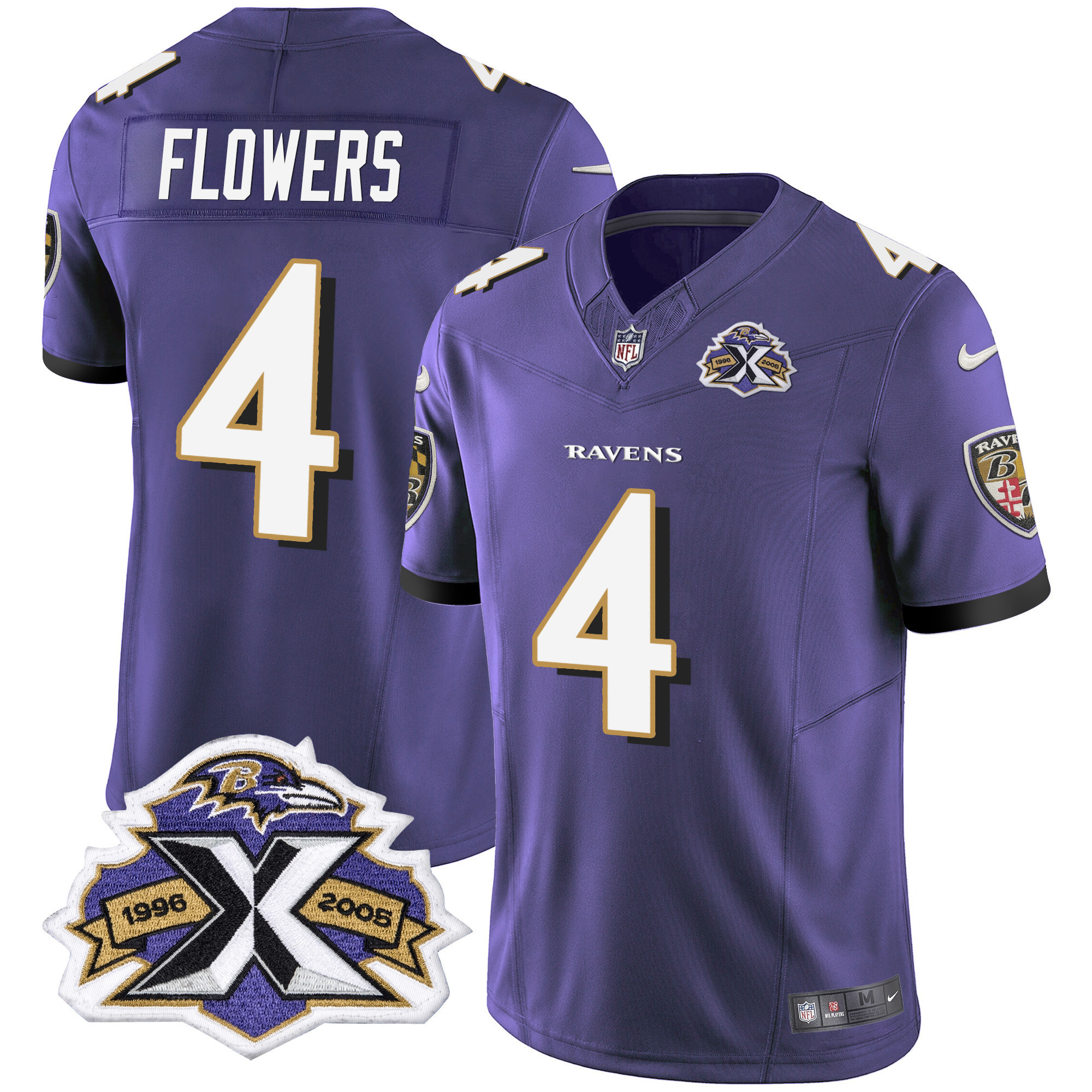 Zay Flowers Men's Baltimore Ravens 2005 Throwback Black Vapor Limited Purple Jersey All Stitched