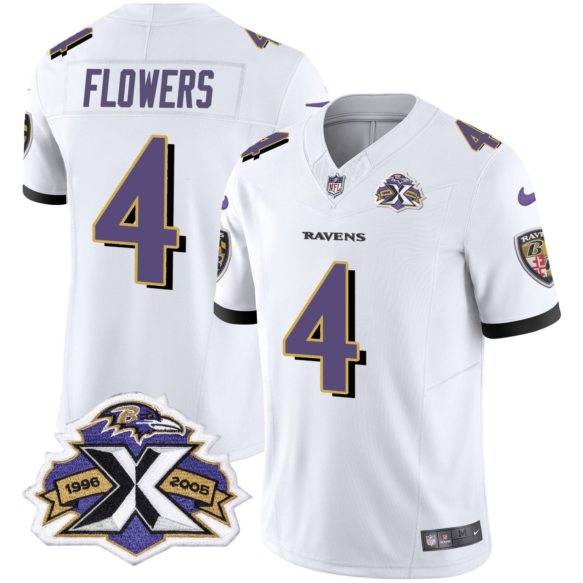 Zay Flowers Men's Baltimore Ravens 2005 Throwback Black Vapor Limited White Jersey All Stitched