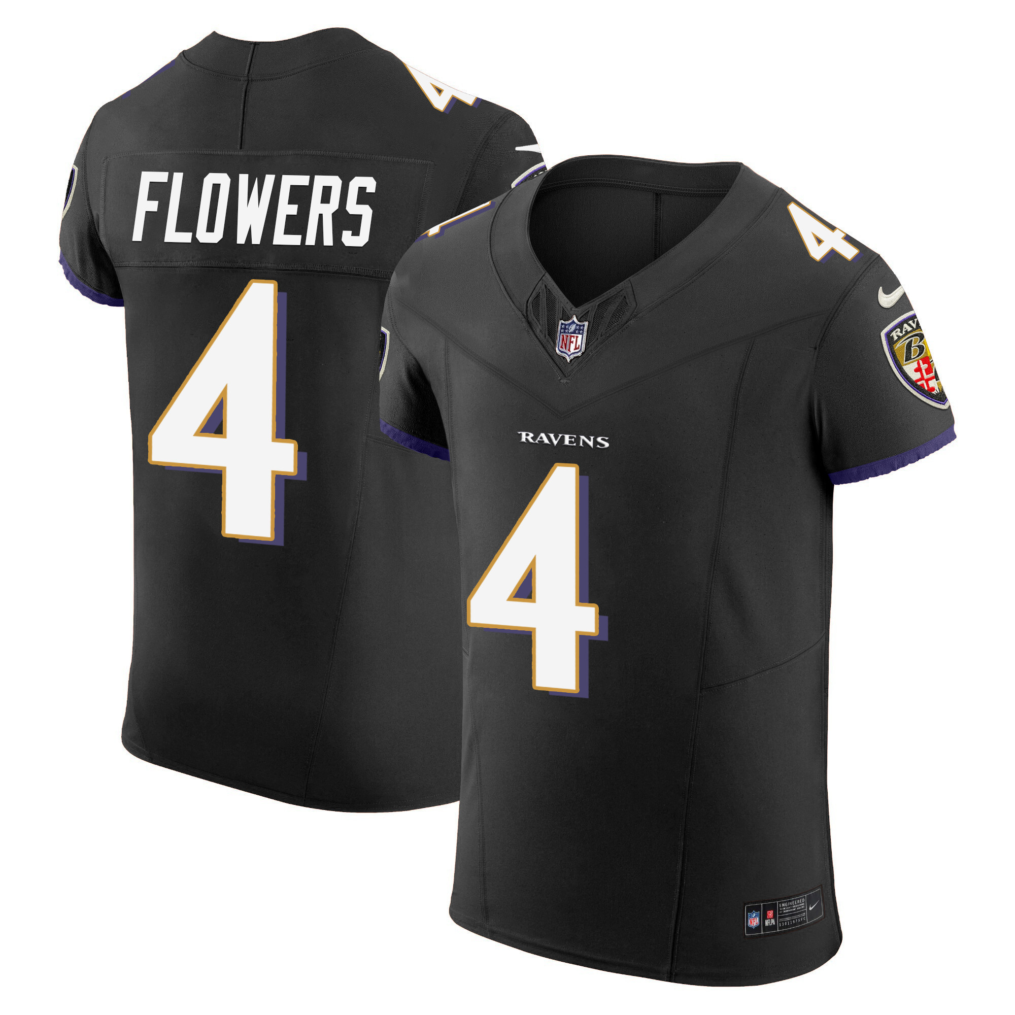 Zay Flowers Men's Baltimore Ravens Vapor Elite Black Jersey All Stitched
