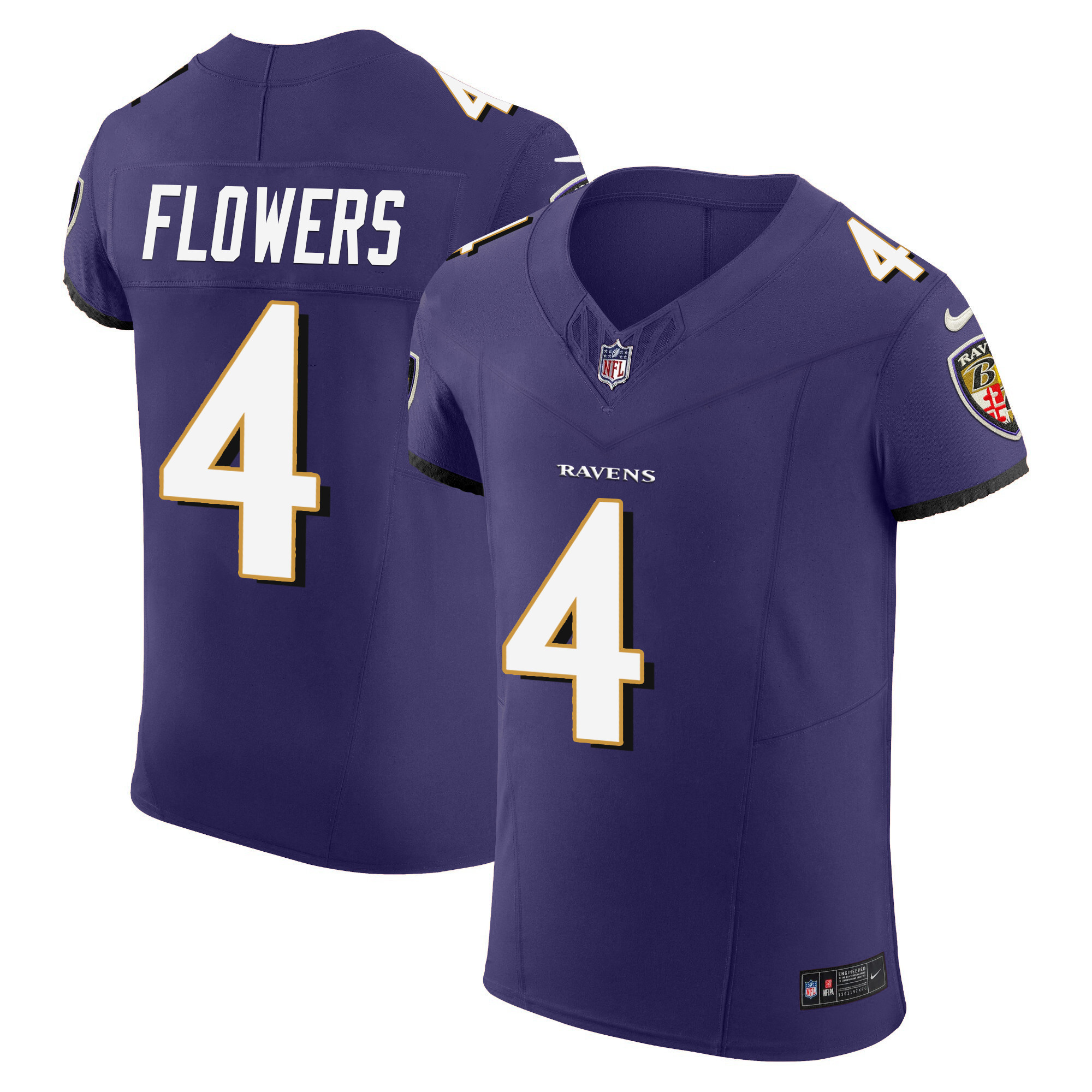 Zay Flowers Men's Baltimore Ravens Vapor Elite Purple Jersey All Stitched