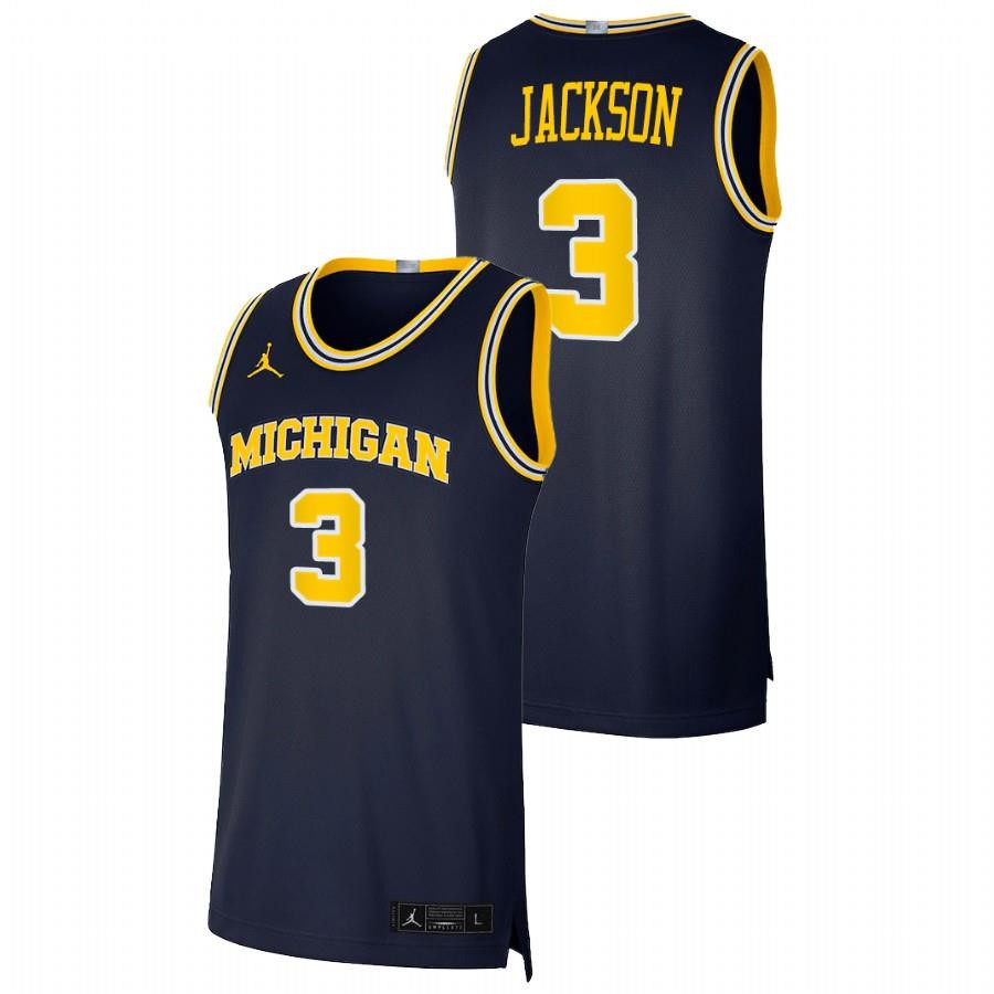 Zeb Jackson 3 Michigan Wolverines Navy Basketball Dri-FIT Swingman Stitched Jersey