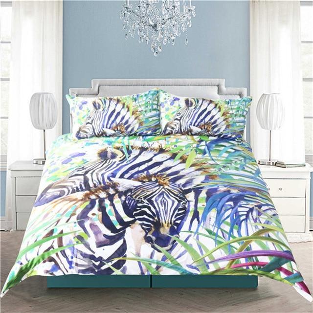 Zebra Et Watercolor Exotic Wild Animal Nature Printedoft Collection3D Customized Duvet Cover Bedding Set
