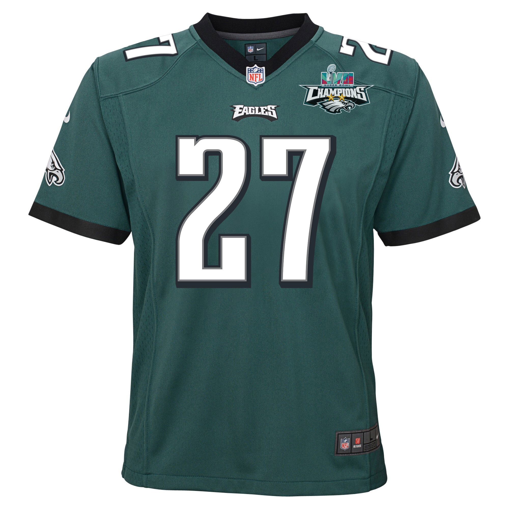 Zech McPhearson 27 Philadelphia Eagles Super Bowl LVII Champions 2 Stars 2 Stars Youth Game Stitched Jersey – Black