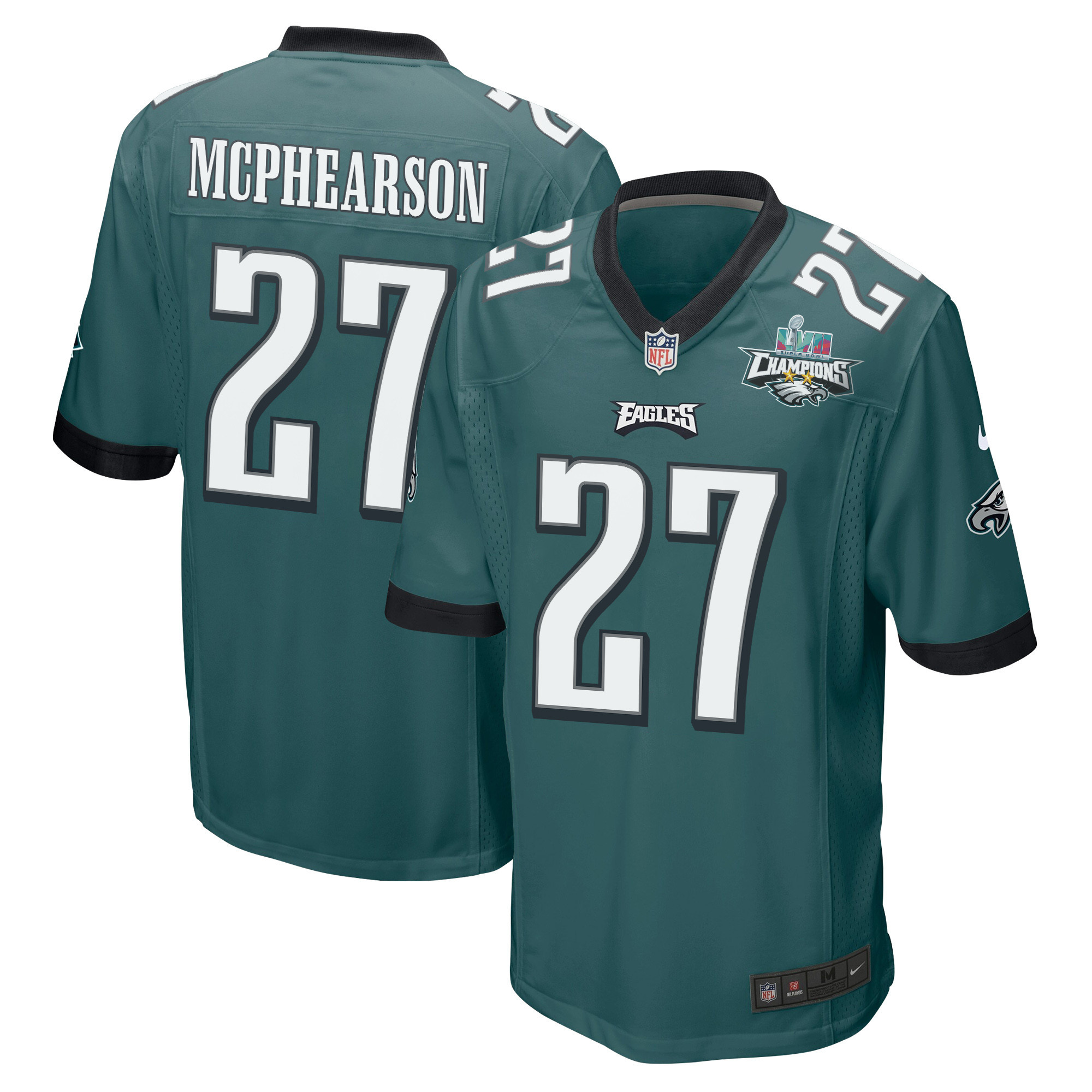 Zech McPhearson 27 Philadelphia Eagles Super Bowl LVII Champions 2 Stars Men Game Stitched Jersey – Midnight Green