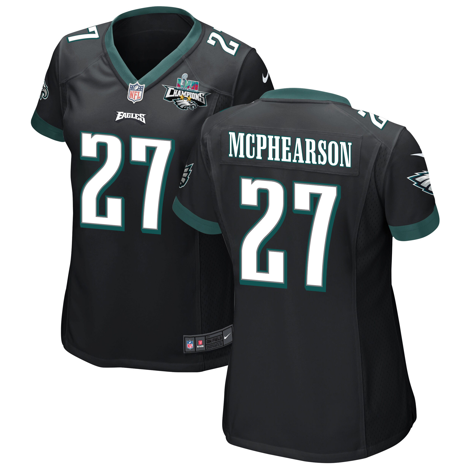 Zech McPhearson 27 Philadelphia Eagles Super Bowl LVII Champions 2 Stars Women Game Stitched Jersey – Black