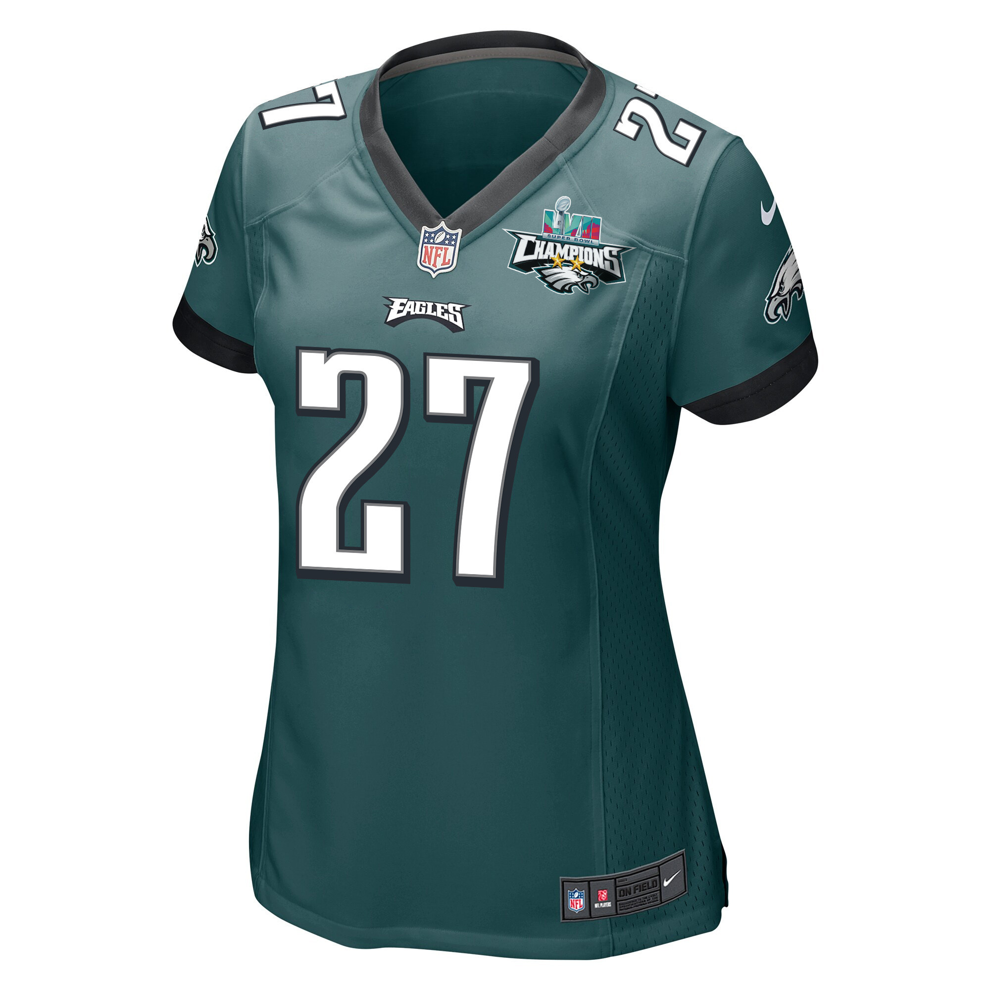 Zech McPhearson 27 Philadelphia Eagles Super Bowl LVII Champions 2 Stars Women Game Stitched Jersey – Midnight Green