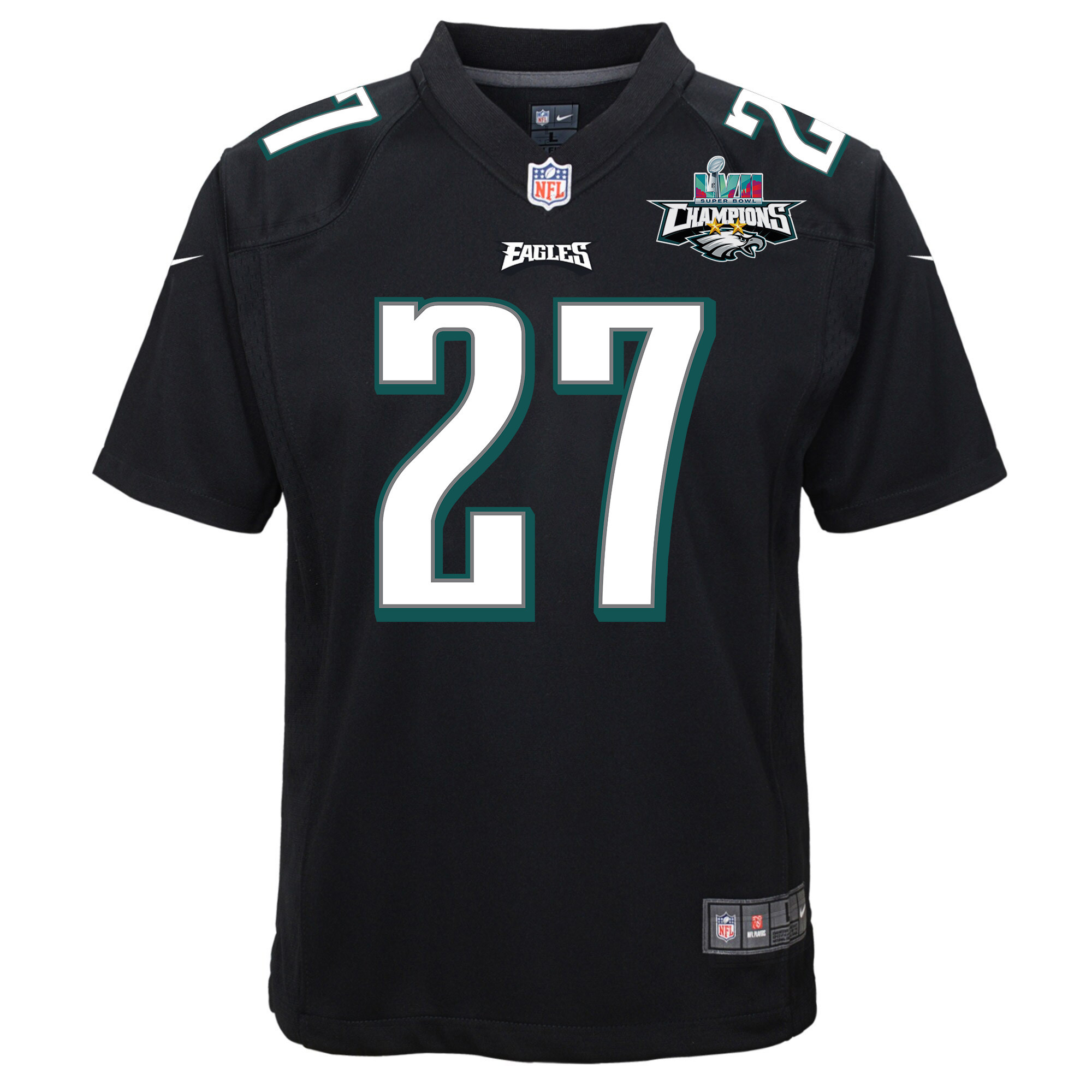 Zech McPhearson 27 Philadelphia Eagles Super Bowl LVII Champions 2 Stars Youth Game Stitched Jersey – Black