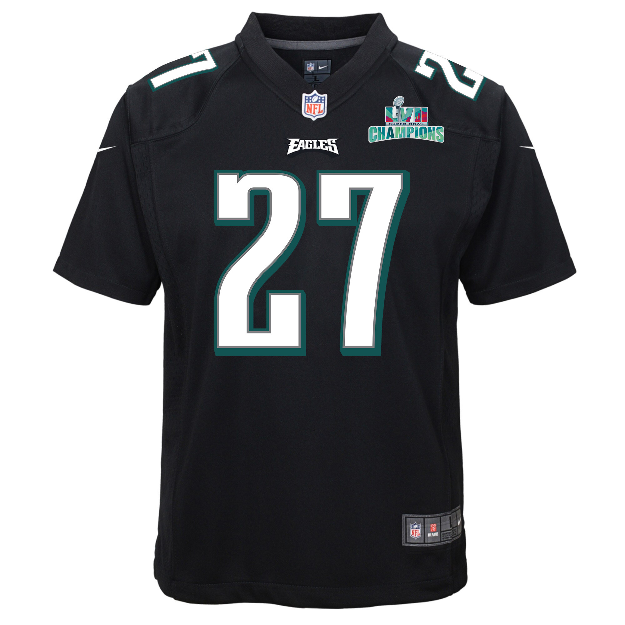 Zech McPhearson 27 Philadelphia Eagles Super Bowl LVII Champions Youth Game Stitched Jersey – Black