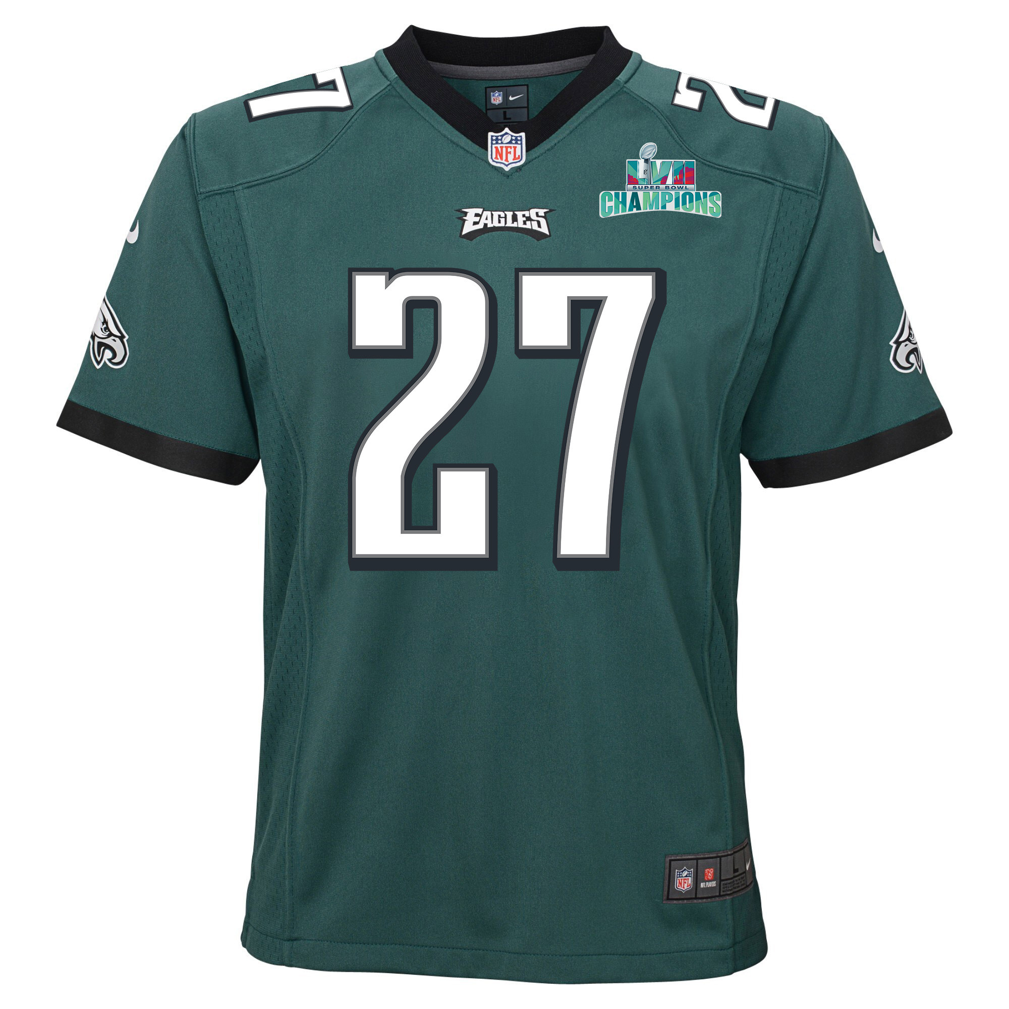 Zech McPhearson 27 Philadelphia Eagles Super Bowl LVII Champions Youth Game Stitched Jersey – Midnight Green