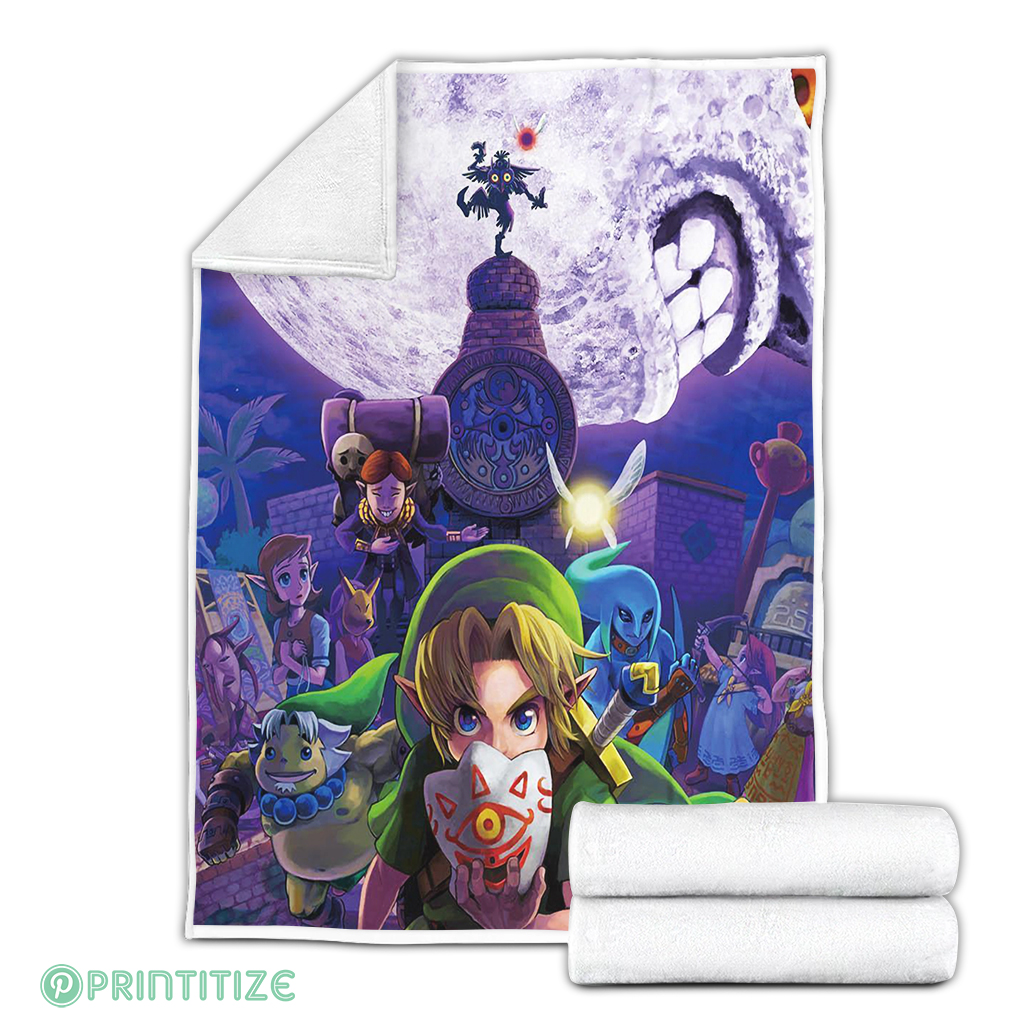 Zelda Majoras 3d Blue Full Character Sherpa Blanket Cozy Blanket Fleece Blanket