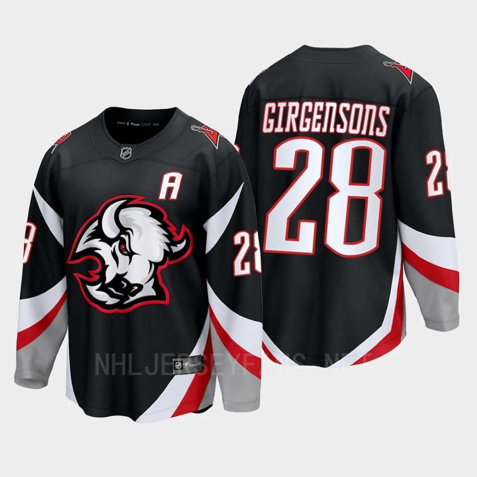 Zemgus Girgensons 28 Buffalo Sabres 2022-23 Goathead Third Premier Breakaway Player Black Stitched Jersey