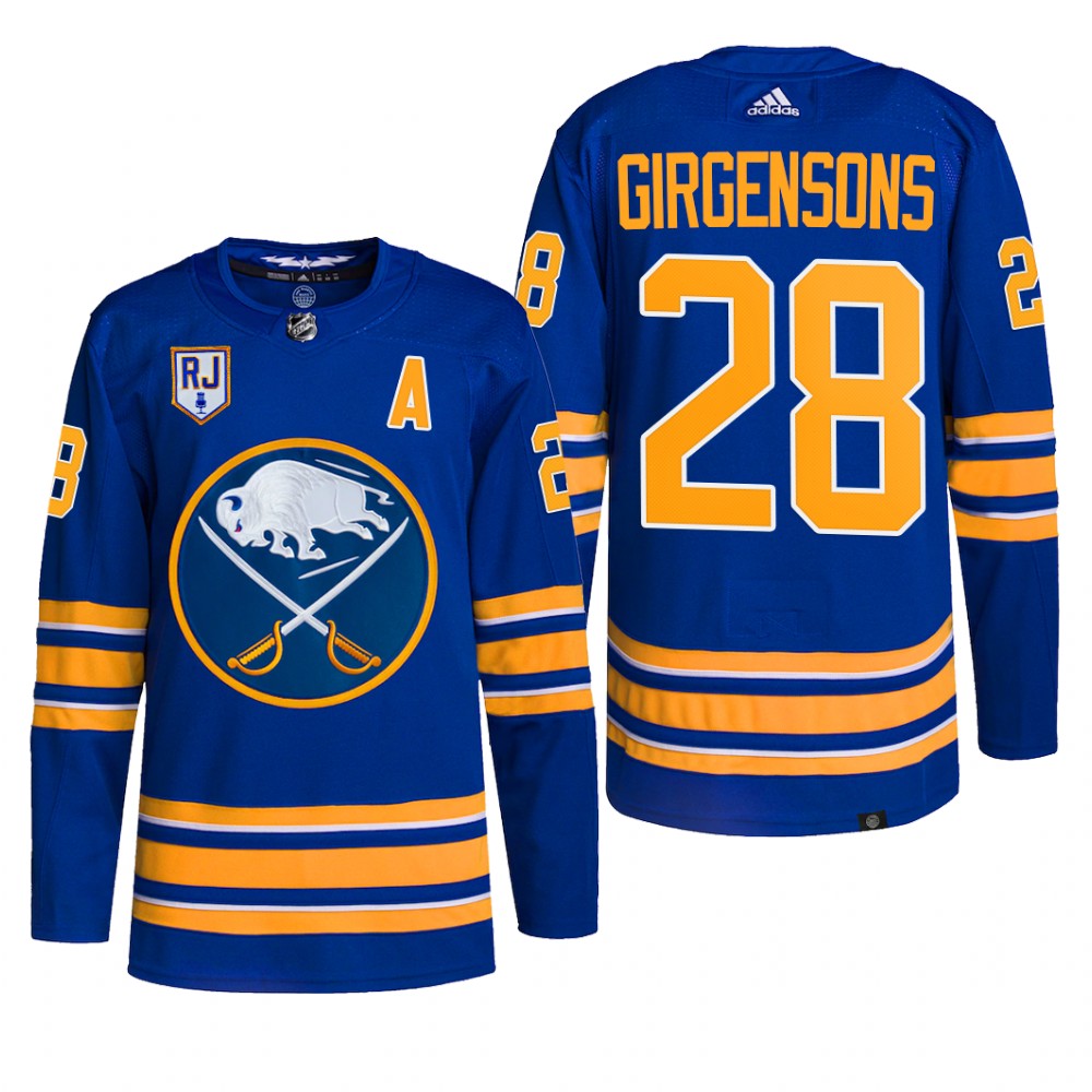 Zemgus Girgensons Buffalo Sabres Honor Rick Jeanneret patch Jersey 2022 Royal #28 Pro Uniform
