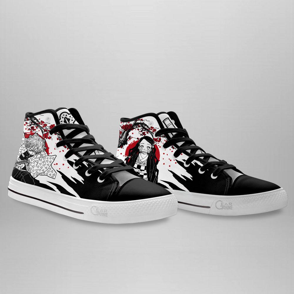 Zenitsu and Nezuko High Top Shoes Custom Demon Slayer Anime Sneakers Japan Style