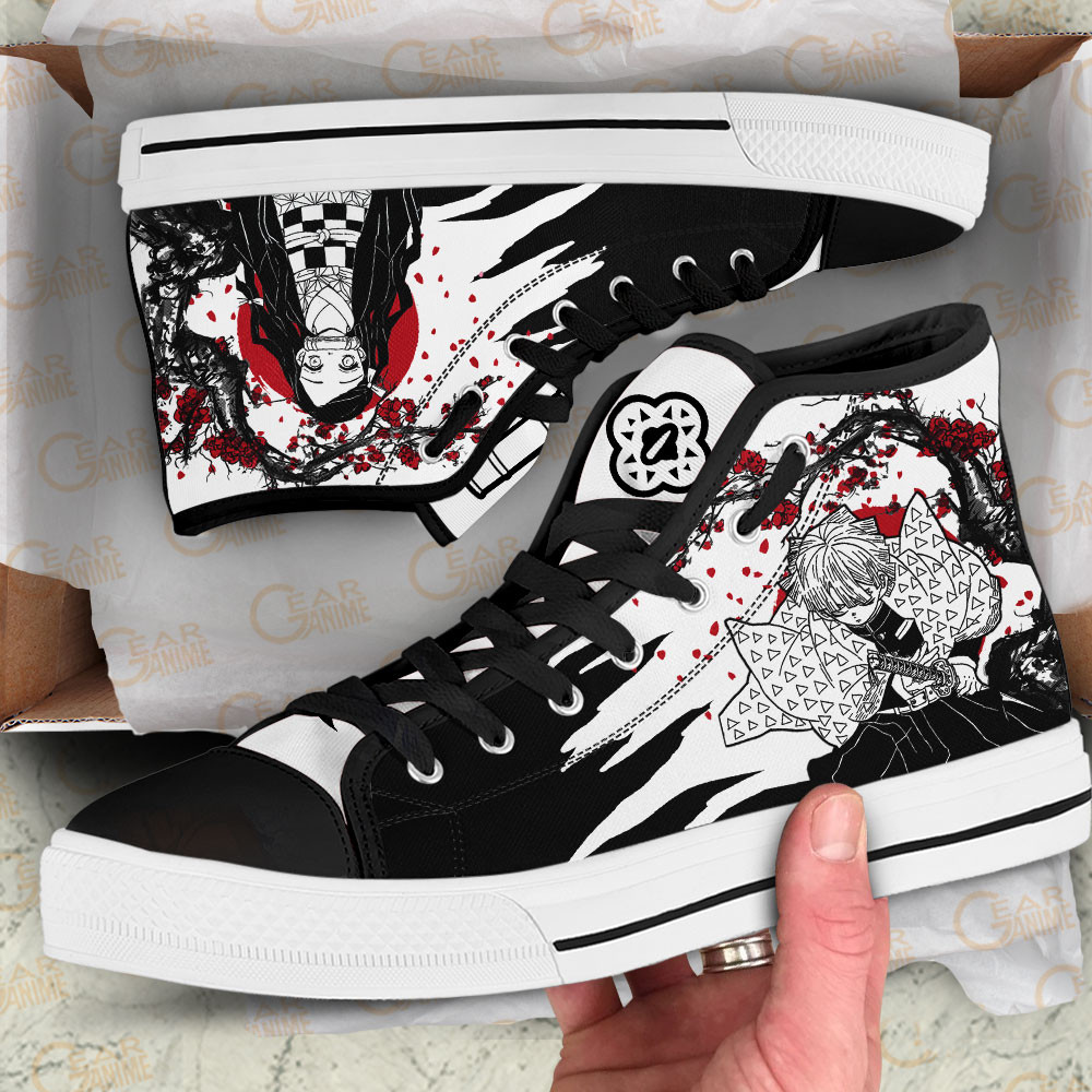 Zenitsu and Nezuko High Top Shoes Custom Demon Slayer Anime Sneakers Japan Style