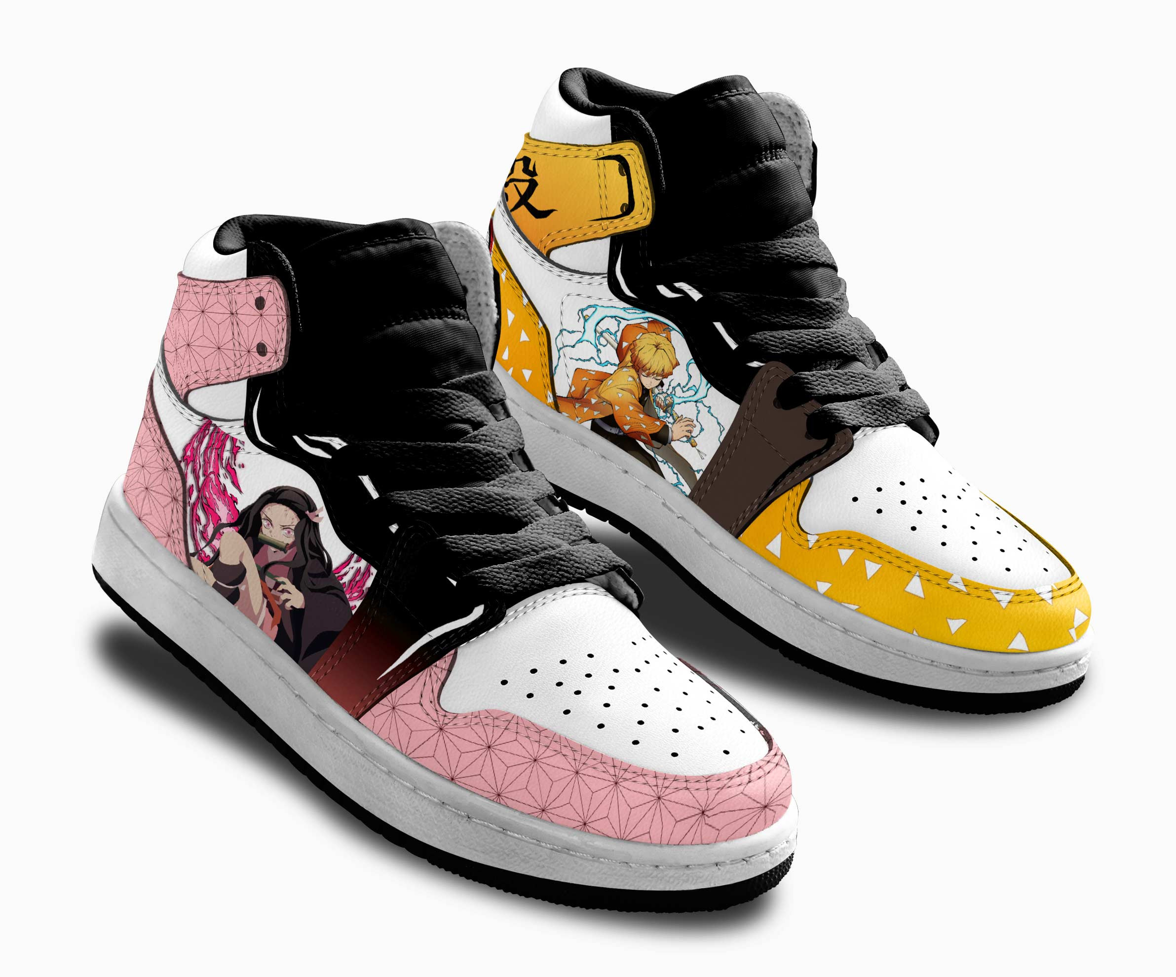 Zenitsu and Nezuko Kids Sneakers Custom Anime Demon Slayer Shoes For Kids