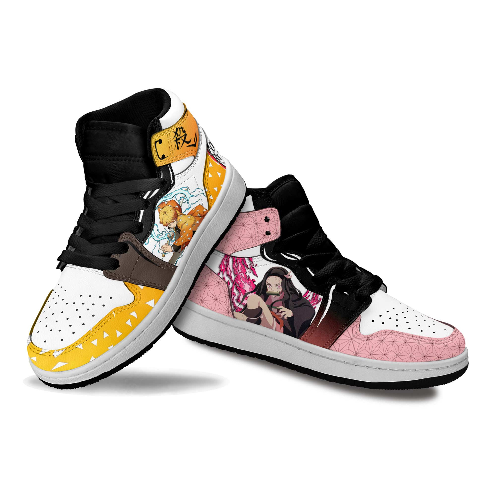 Zenitsu and Nezuko Kids Sneakers Custom Anime Demon Slayer Shoes For Kids