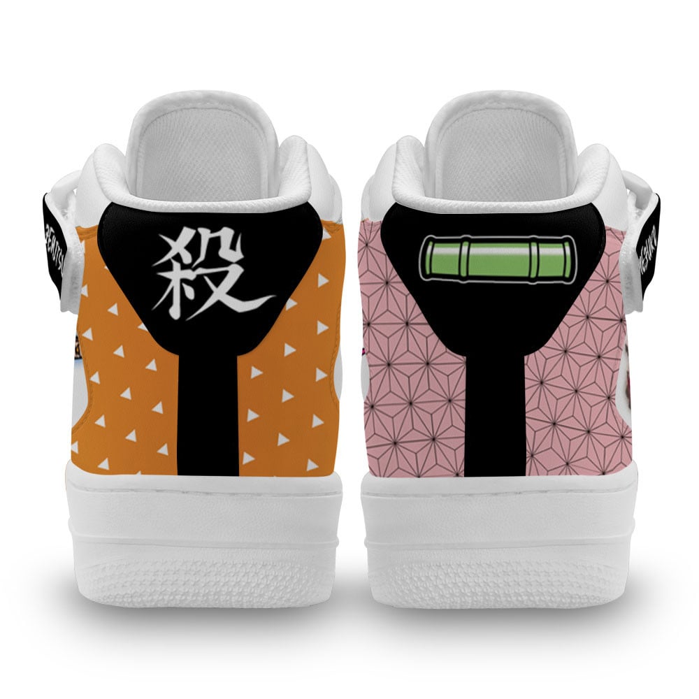 Zenitsu and Nezuko Sneakers Air Mid Custom Anime Demon Slayer Shoes