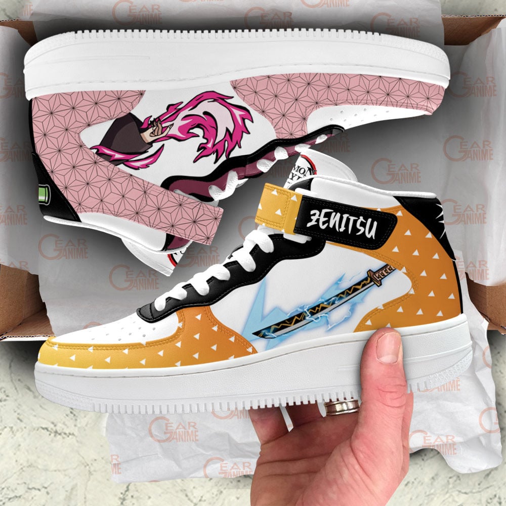 Zenitsu and Nezuko Sneakers Air Mid Custom Anime Demon Slayer Shoes