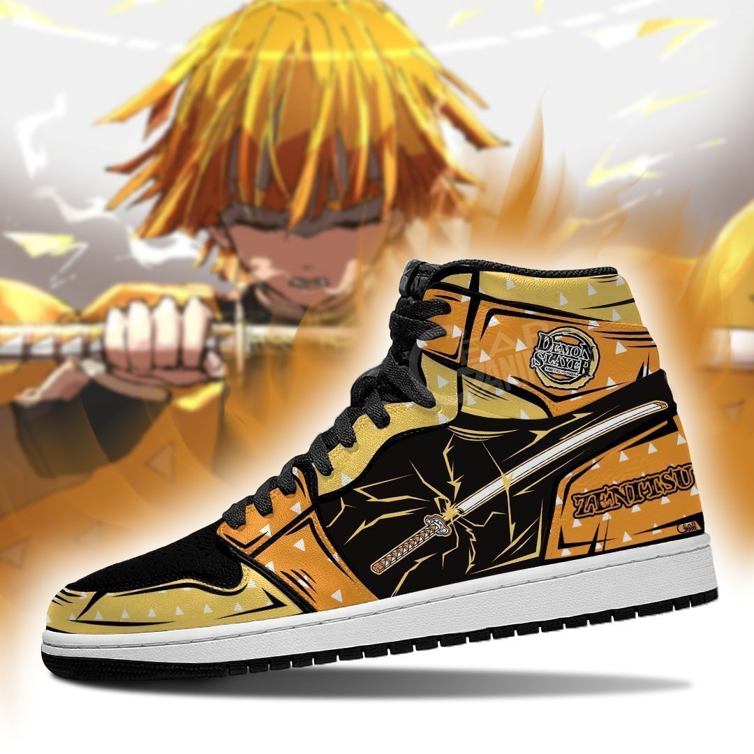 Zenitsu Blade JD1s Sneakers Nichirin Sword Demon Slayer Anime Shoes, Air Jordan Hightop