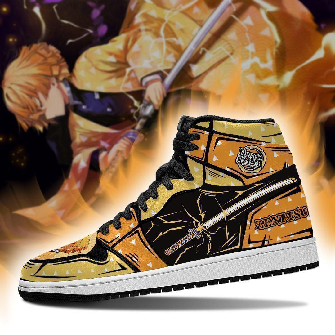 Zenitsu Demon Slayer Anime 1 High Top Air Jordan Sneaker, Air Jordan Hightop