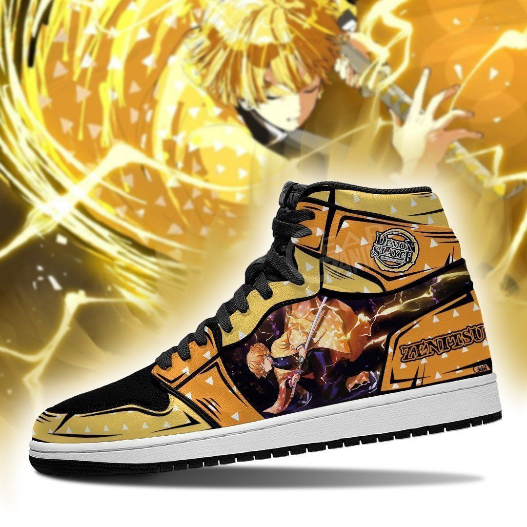 Zenitsu Demon Slayer Anime 2 High Top Air Jordan Sneaker, Air Jordan Hightop